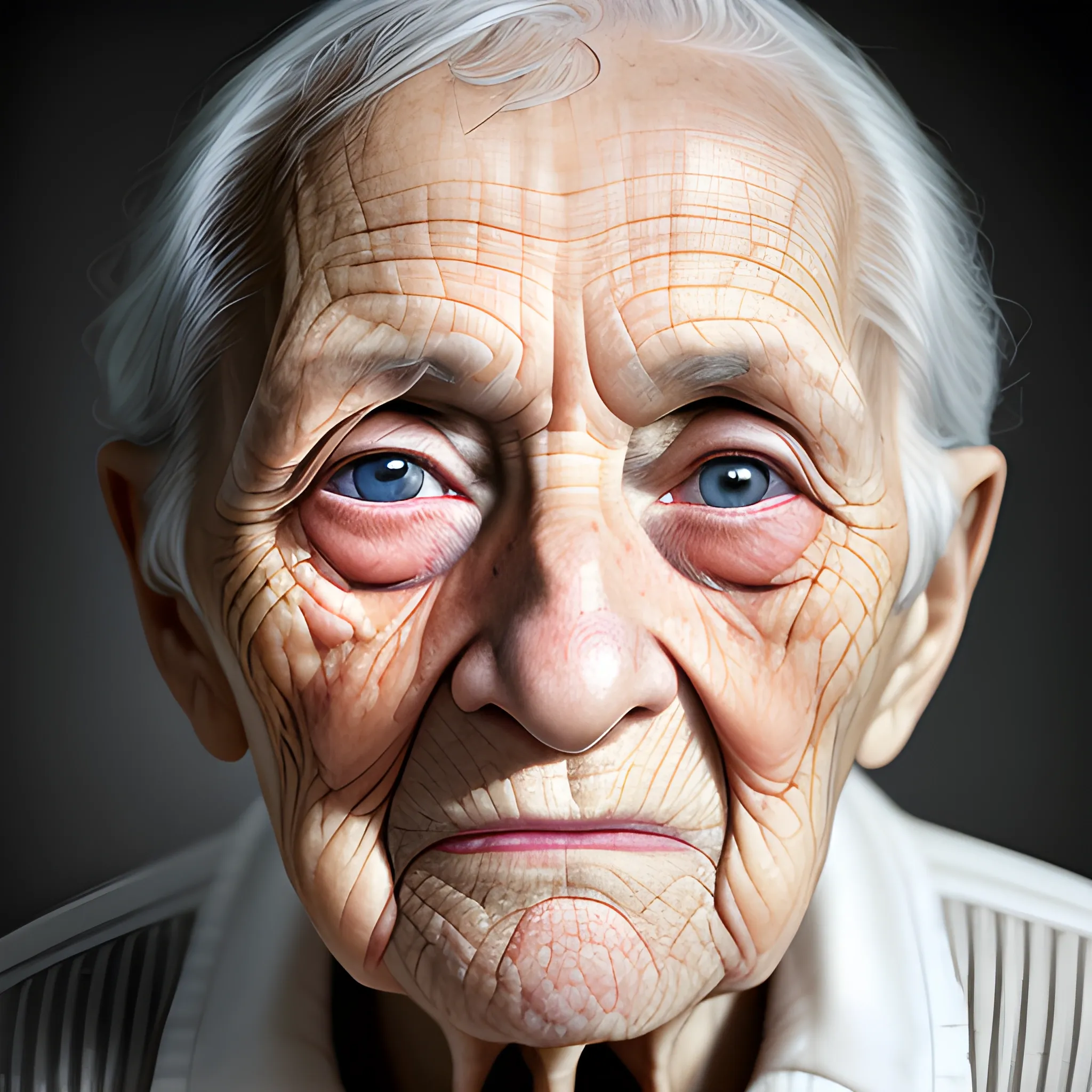 A powerful portrait of an elderly person, capturing the wrinkles ...