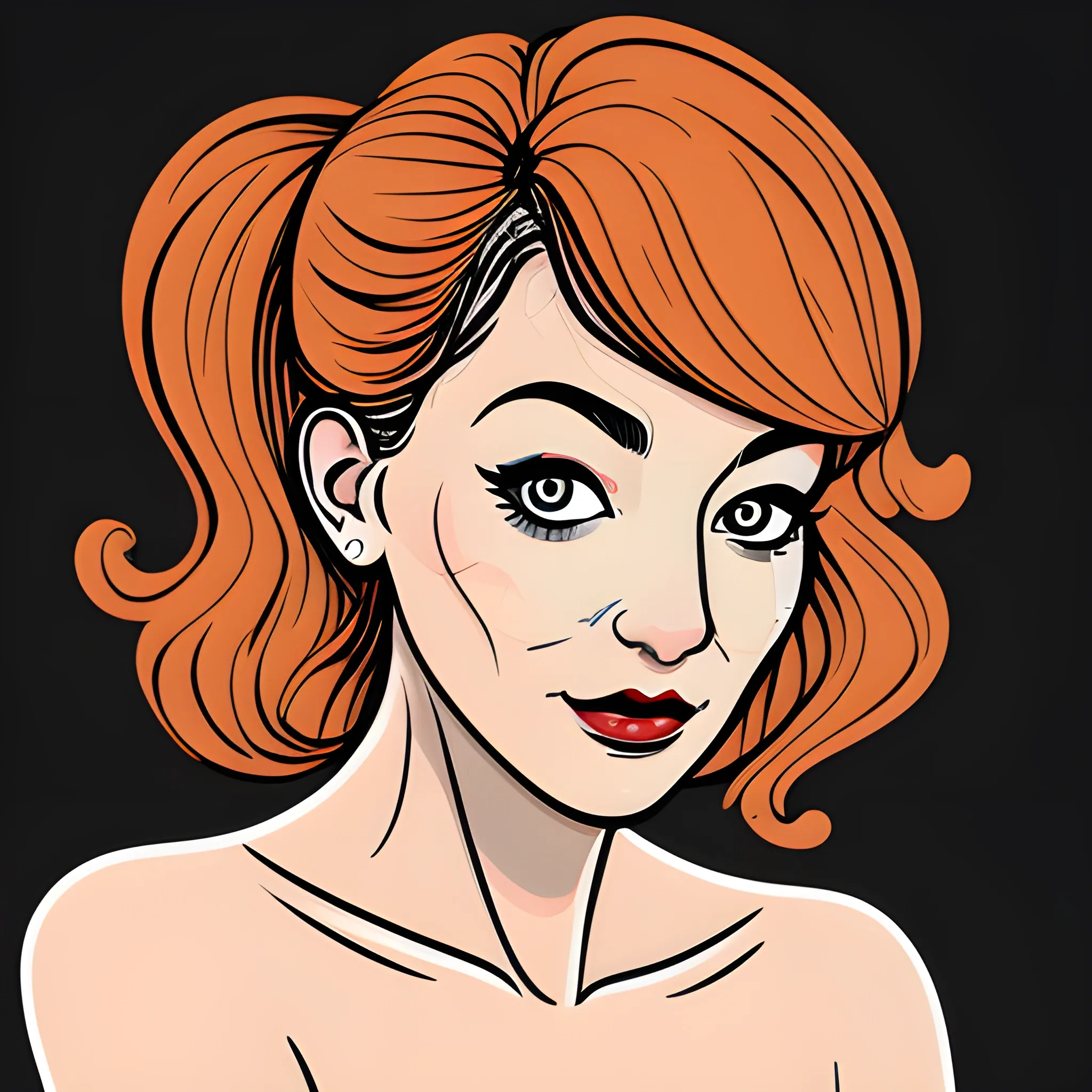 Beautiful woman portrait, digital vector art pay, messy and fun, Cartoon