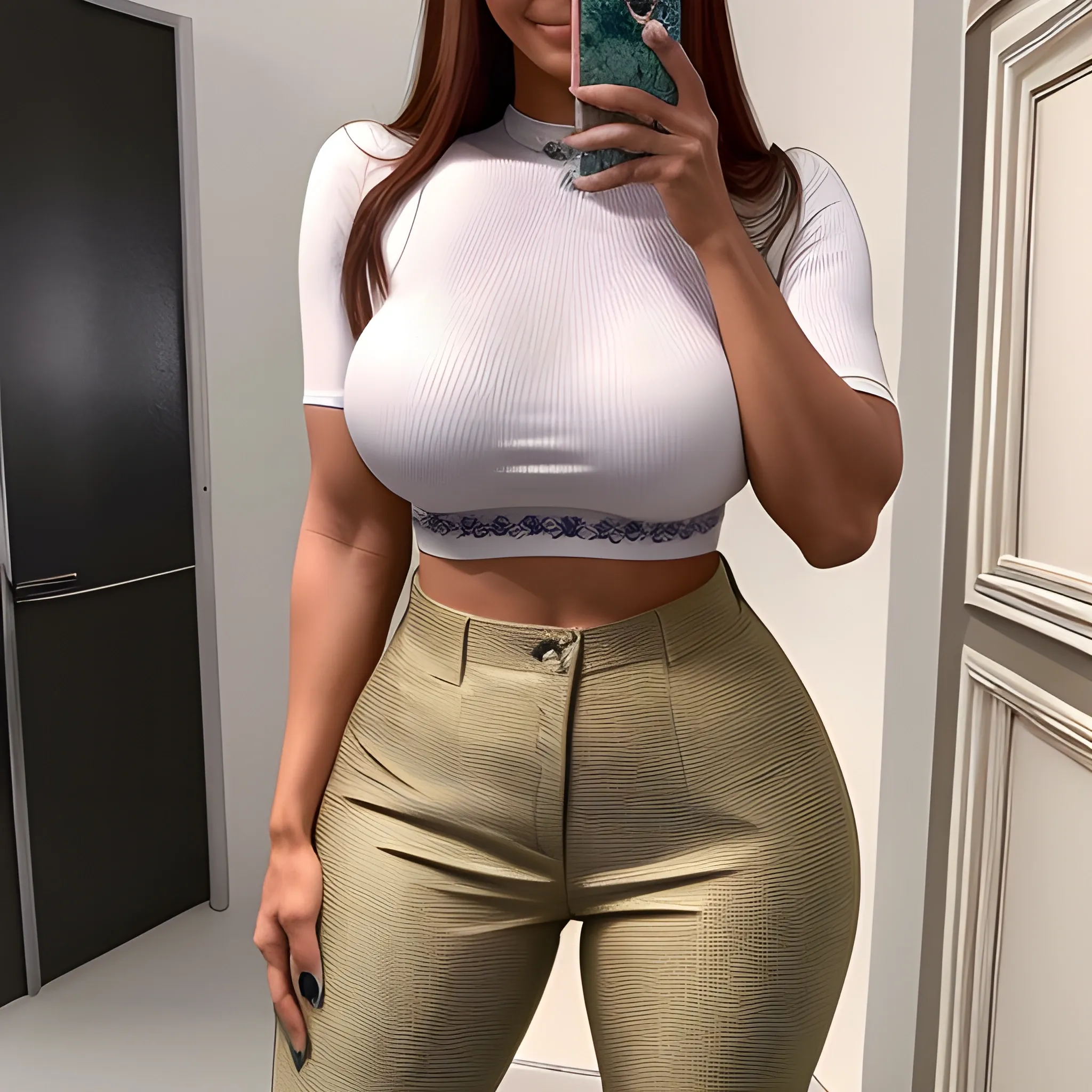 
a woman that is standing in a room, jair bolsonaro, she is about 1 6 years old, zirconium pants, sexy look at the camera, bixbite, selfie photo, very round, colored photo, sweet smile, jean, toned derriere, best quality, bag, 2019 trending photo, seams, beautiful young face