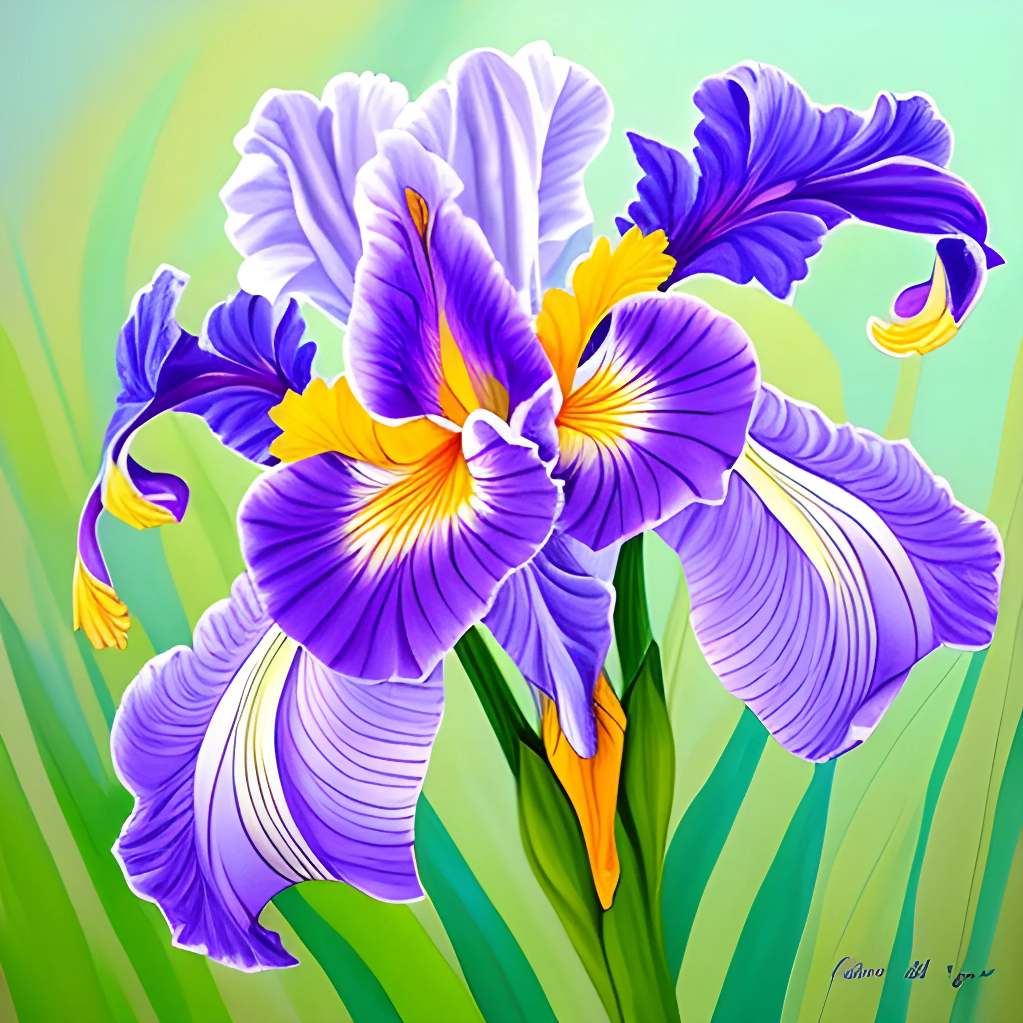 Iris flower painting Floral original art Botanical iris colorful ...