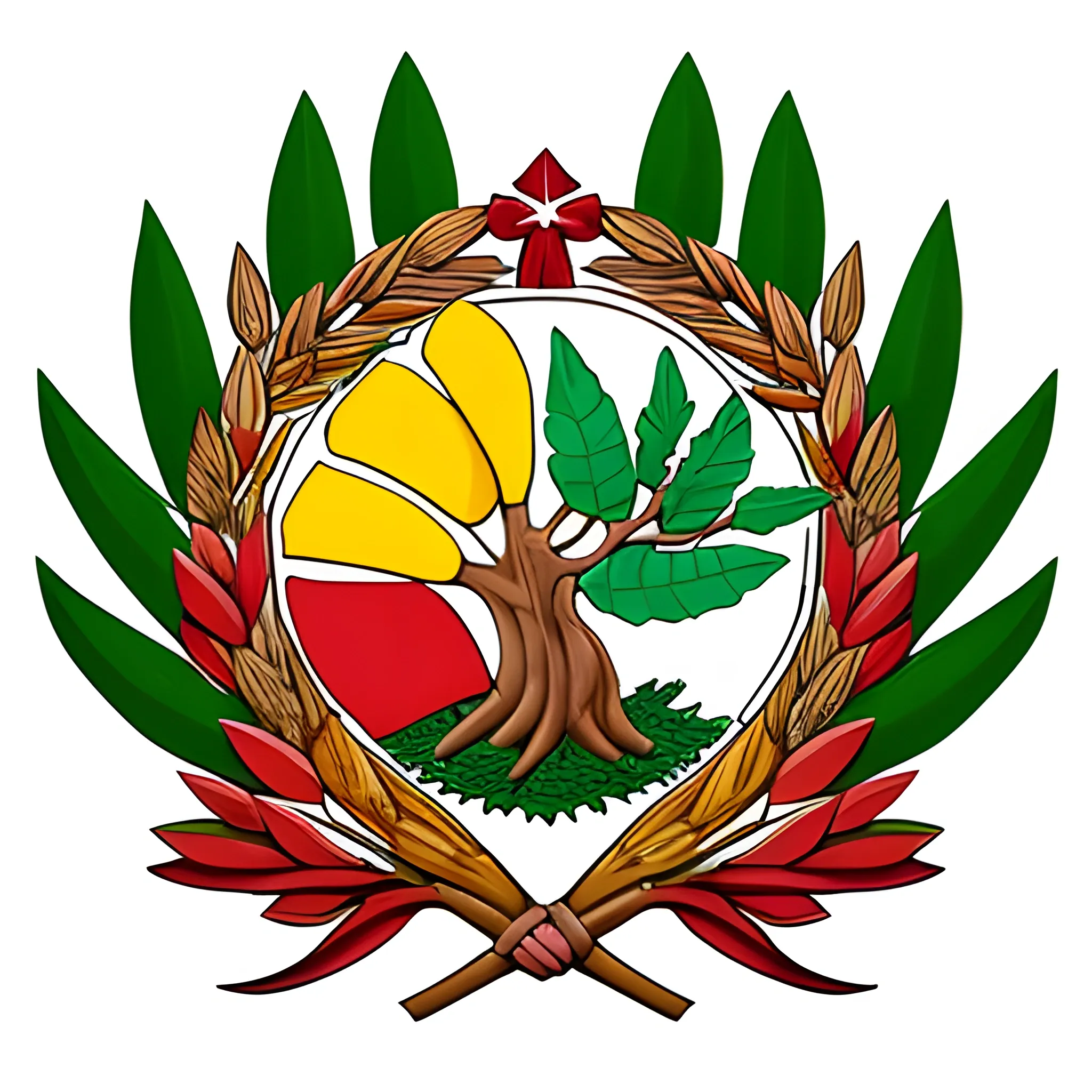 Un escudo, con rios, con condores, con loros verdes cabeza roja y con arboles de mango y guayabas, racimos de uva. Hazlos separadas, de manera ordenada y linda toma como ejemplo el escudo de Perú, y dentro deperu el escudo de Abancay. Hazlo llamativo y cada uno de esos aparte, no los mezcles y juega con los colores, 3D, Cartoon