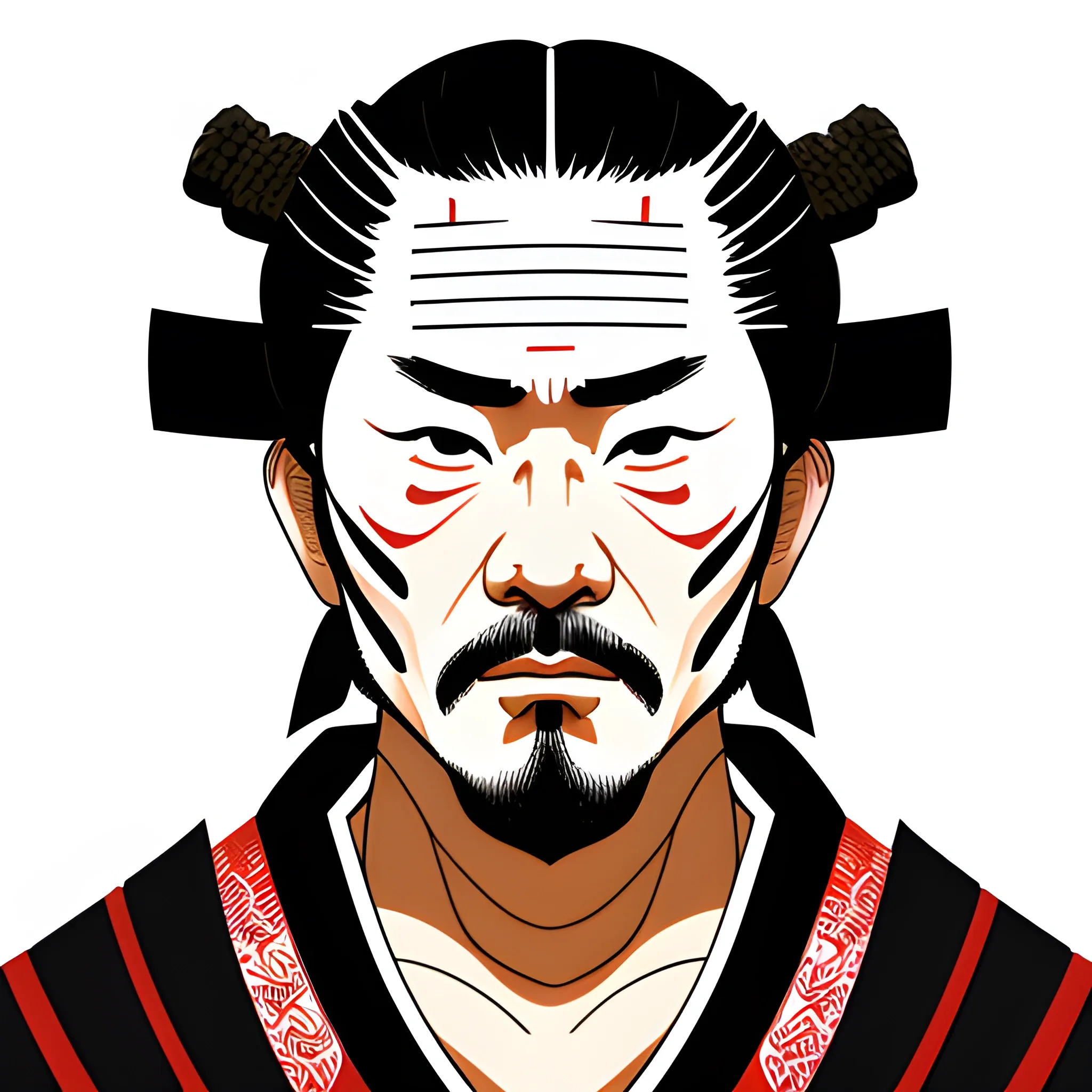 samurai portrait, digital vector art pay, messy and fun