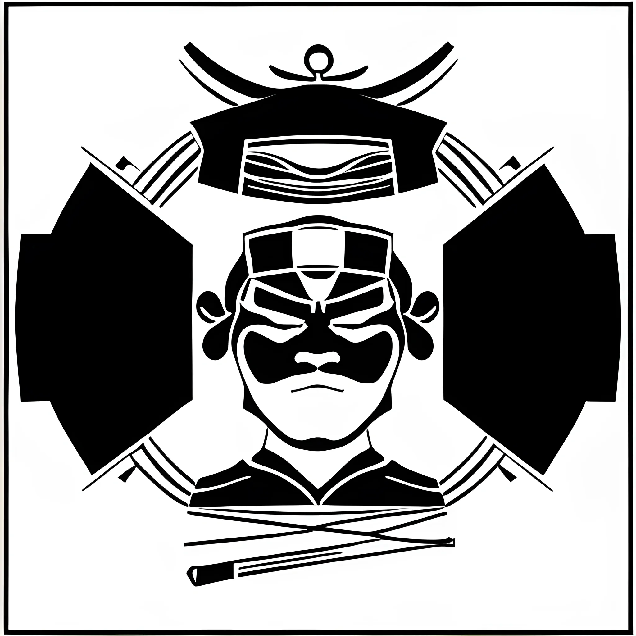 generate an art form that is similar to samurai art using all types of shapes and only outlines but without color, 