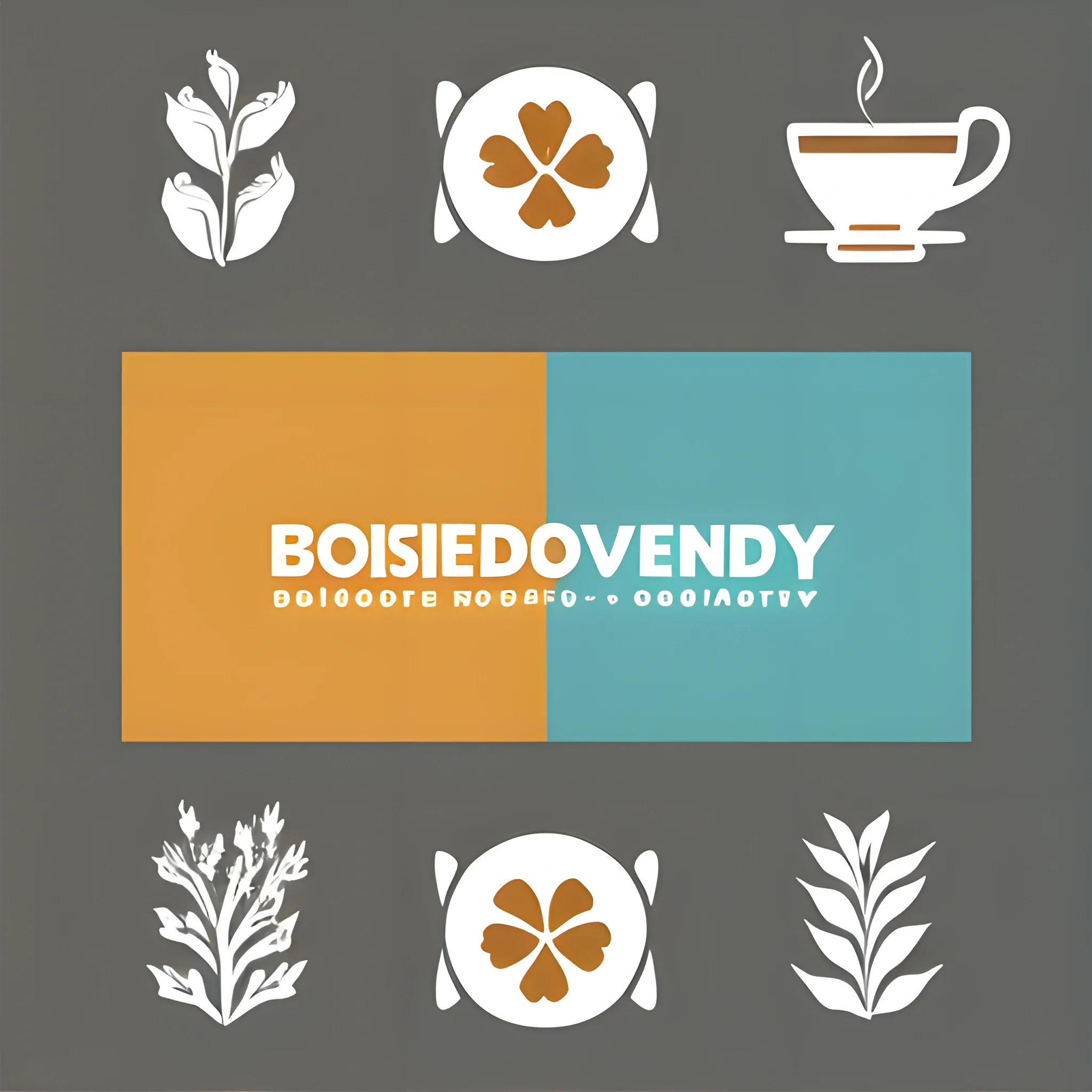 Iconographic design for a brand that contains: biodiversity, water, coffee, three, colors, flores, Cartoon, Cartoon