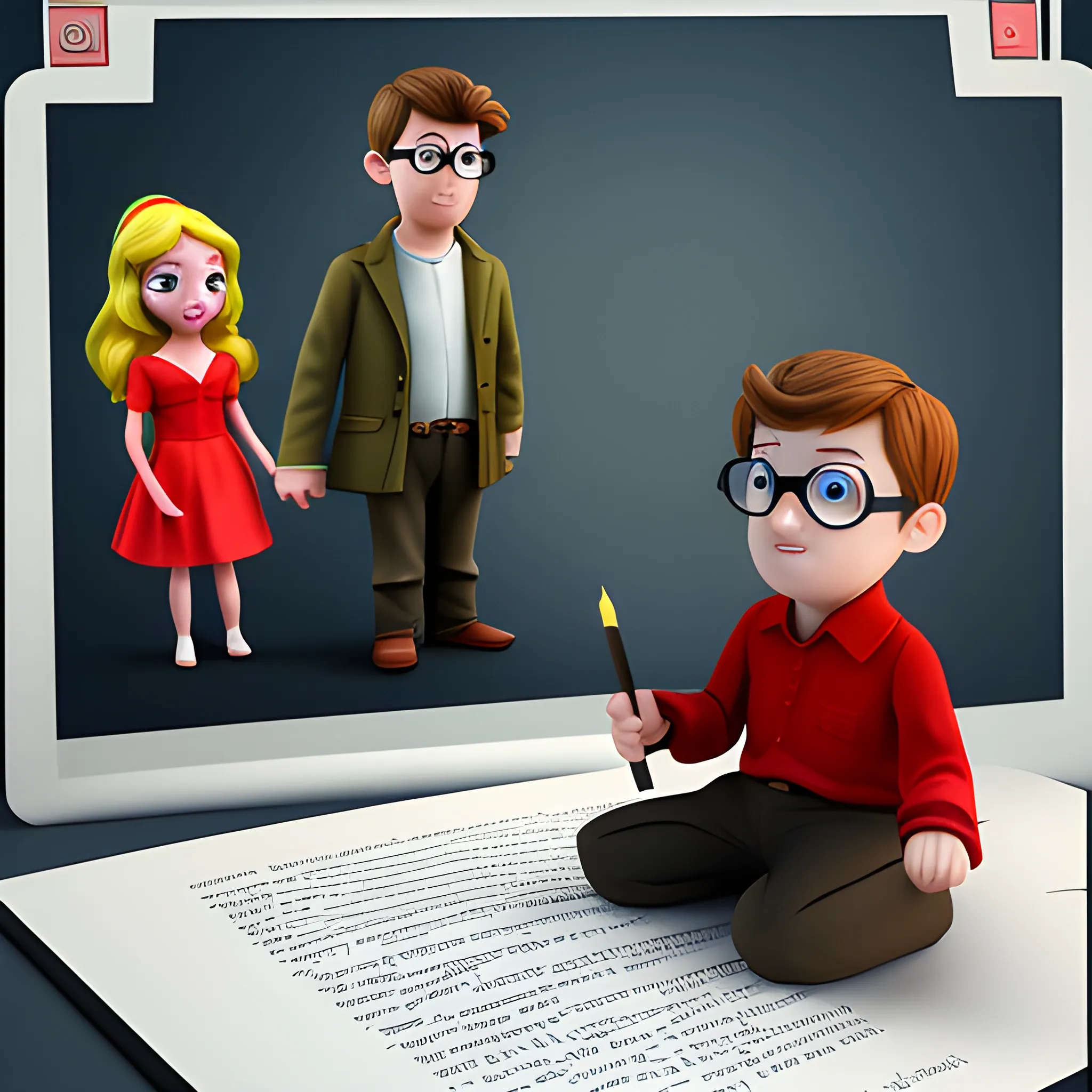 create an image where the characters of a book come to life, Cartoon, 3D