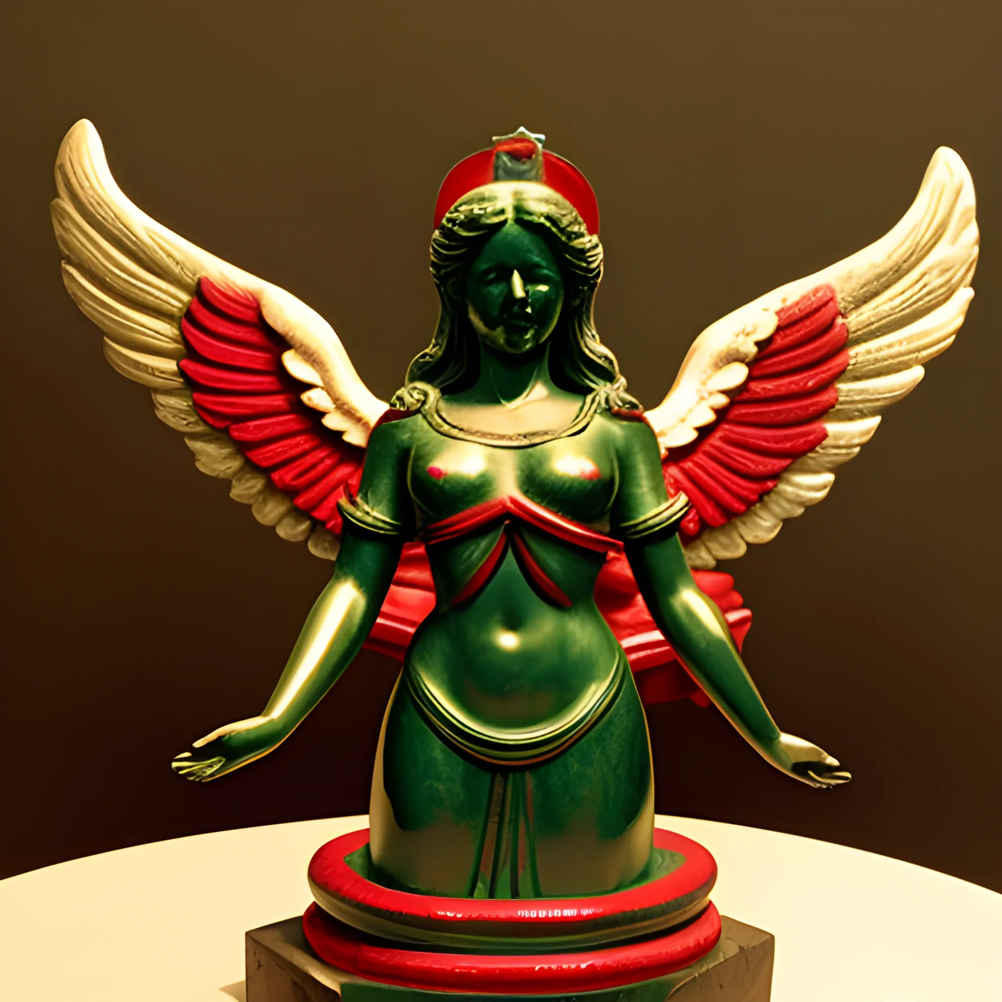 mexico independence angel statue with a red heart in its chest