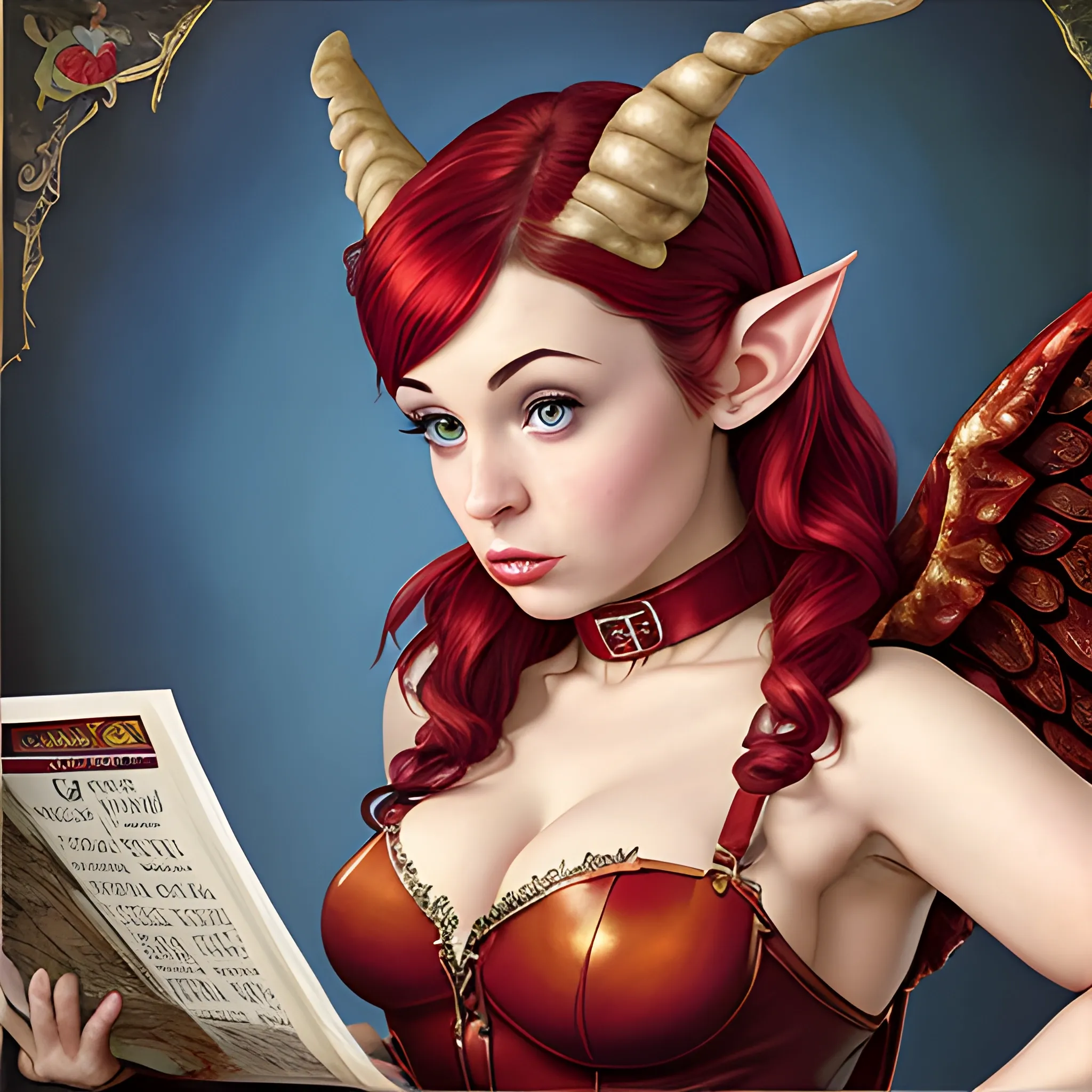 , Oil Painting realistic photo quality 21 year old cherry poptart adult comic character with elf ears and wings, cleavage, filling out the world's smallest political quiz at TheAdvoctes.org and scoring 100/100
