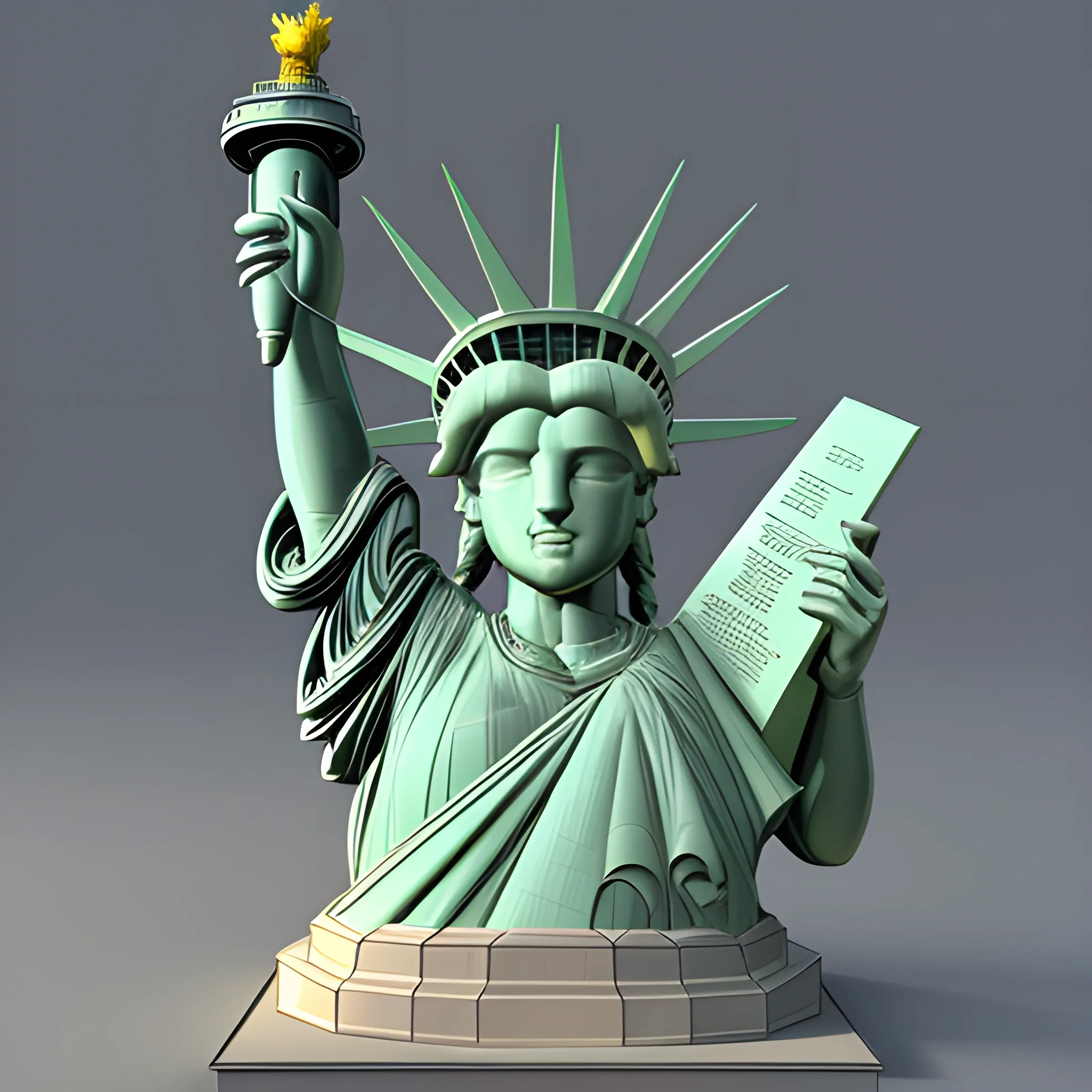 A joyful porcupine Statue of Liberty, 3D