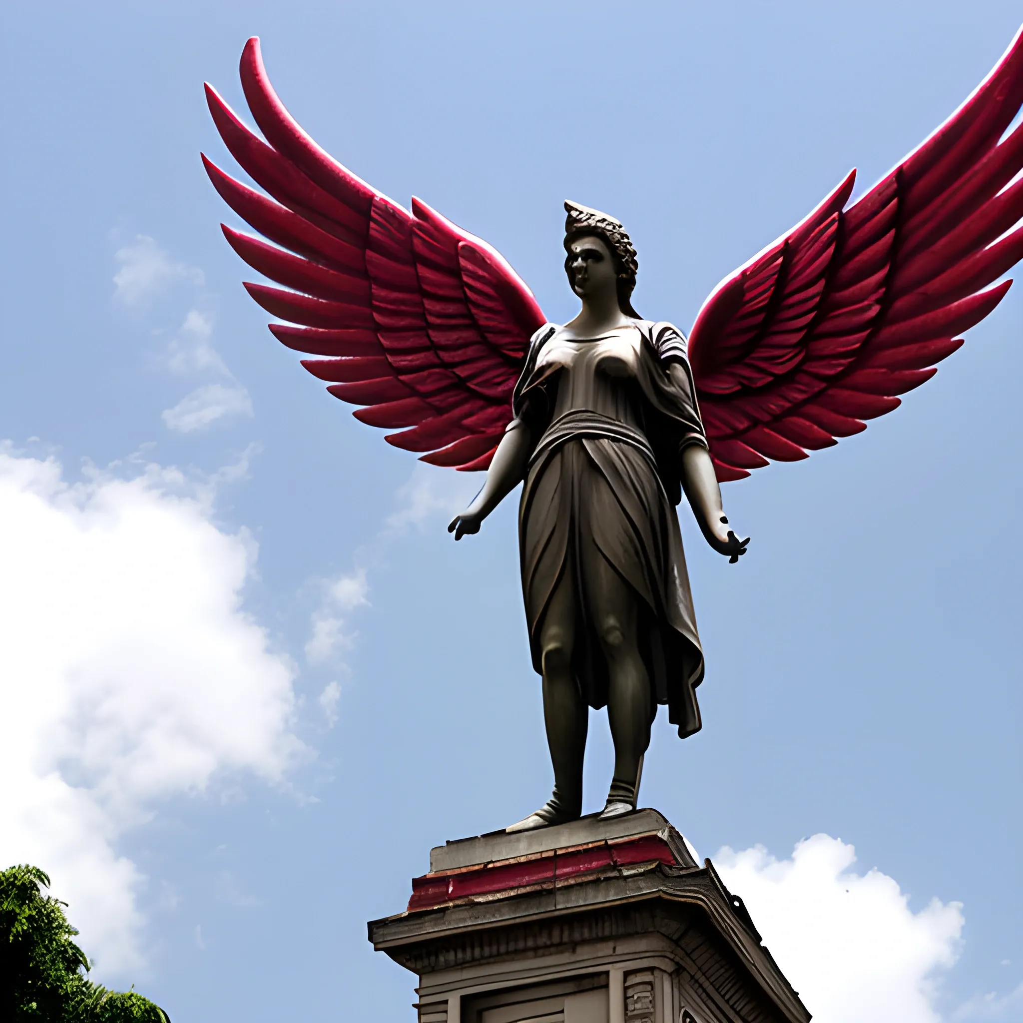 the angel of independence in mexico city, a red heart