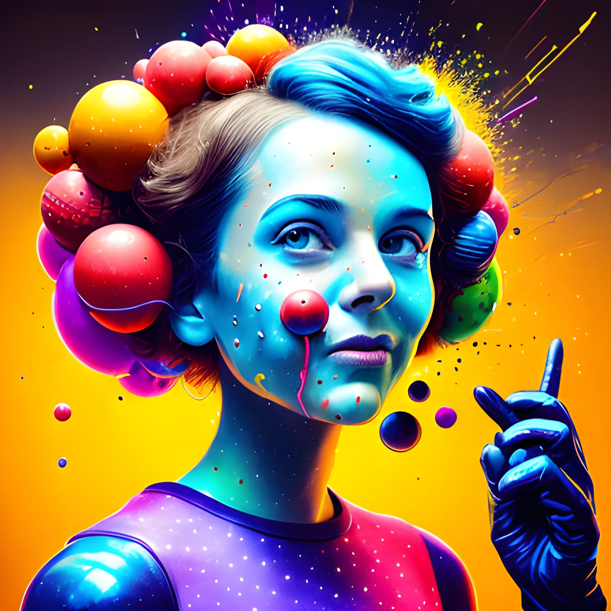 cinematic, silly, explosive, colorful, bubbly, Science fiction, portrait 
