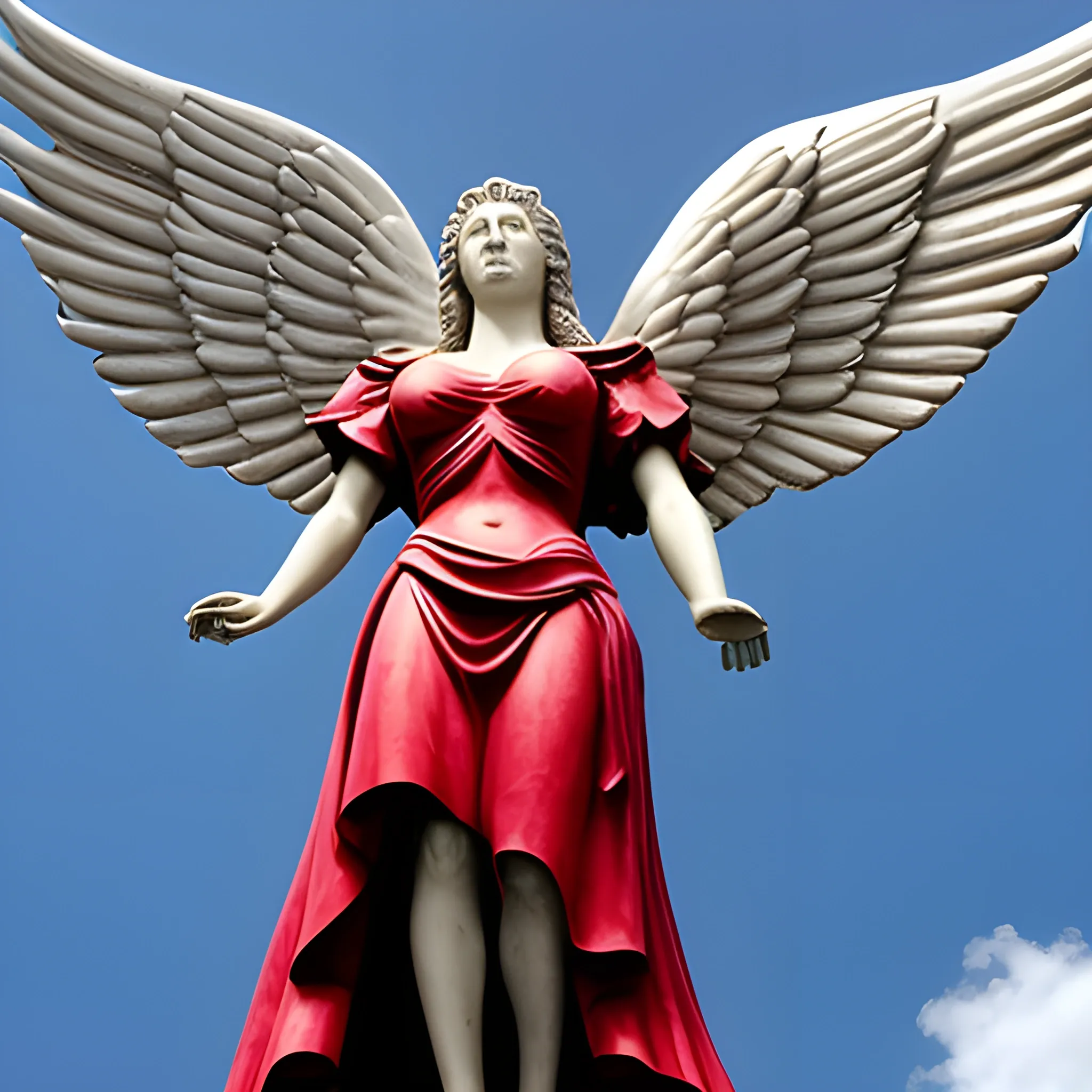 the angel of independence in mexico city with a red heart in her chest