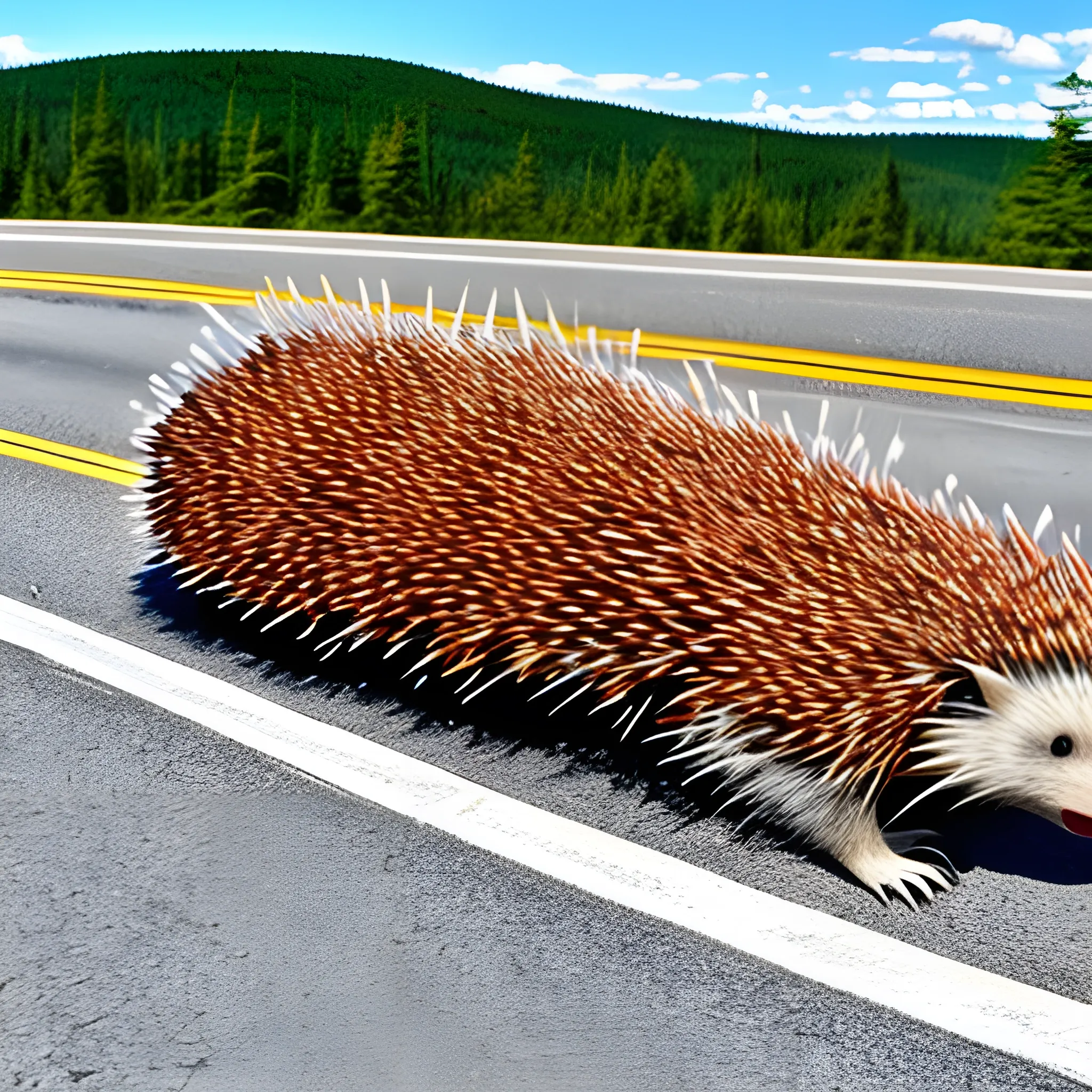 adorable baby porcupines hitch hiking to New Hampshire, Cartoon