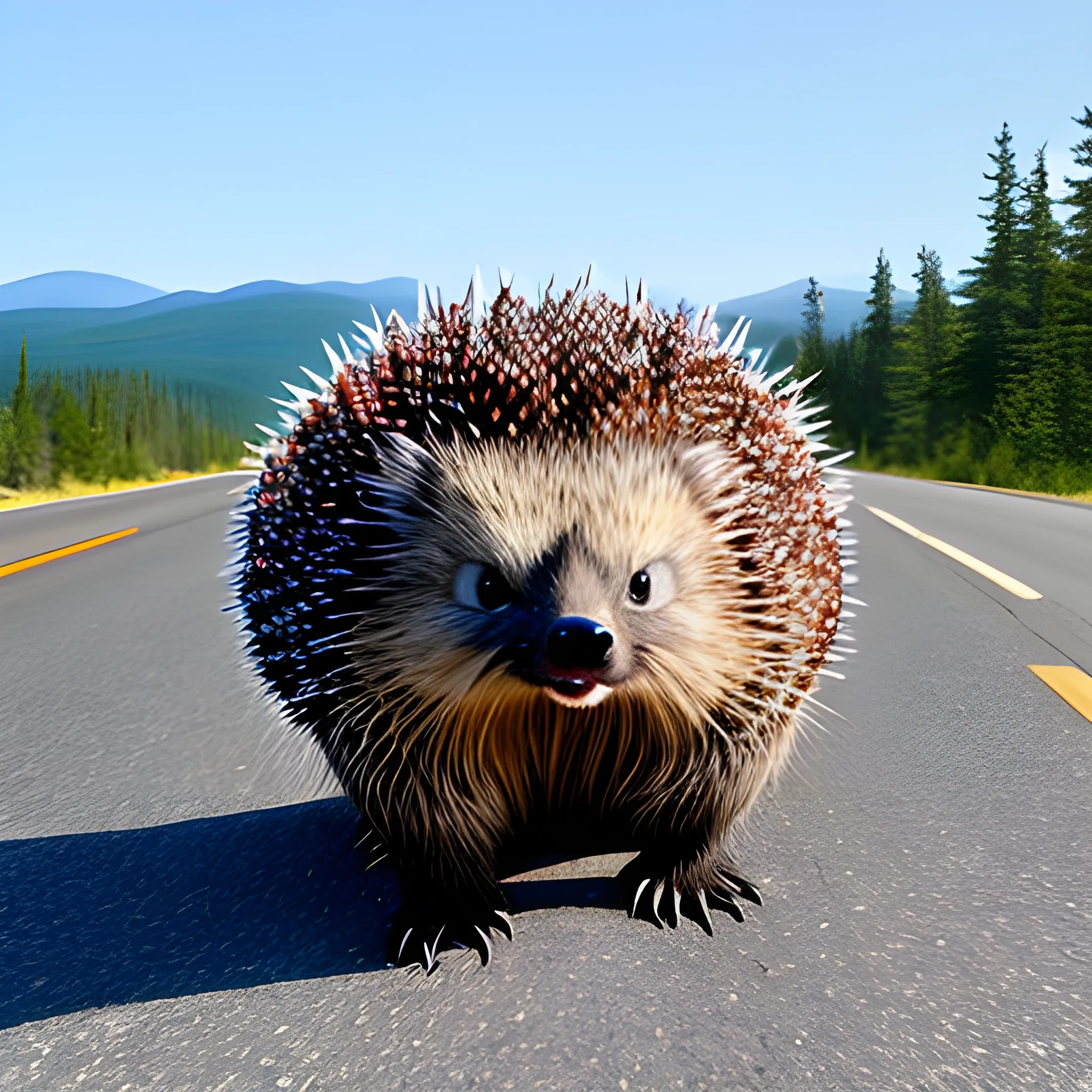 adorable baby porcupines hitchhiking to New Hampshire, Cartoon
