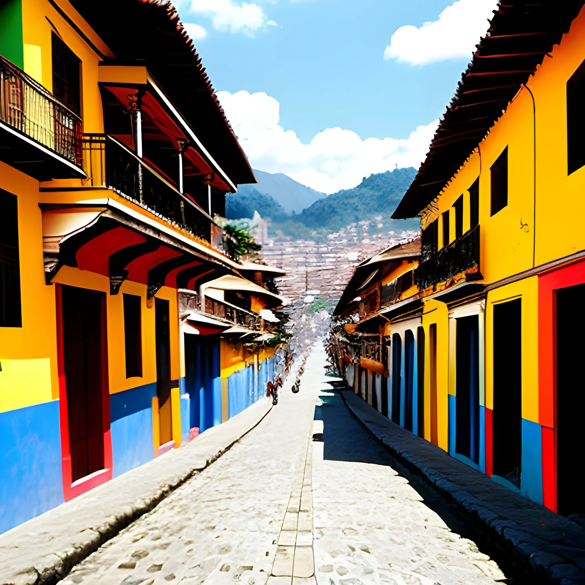 calles de bogotá colombia en los años 20, a color