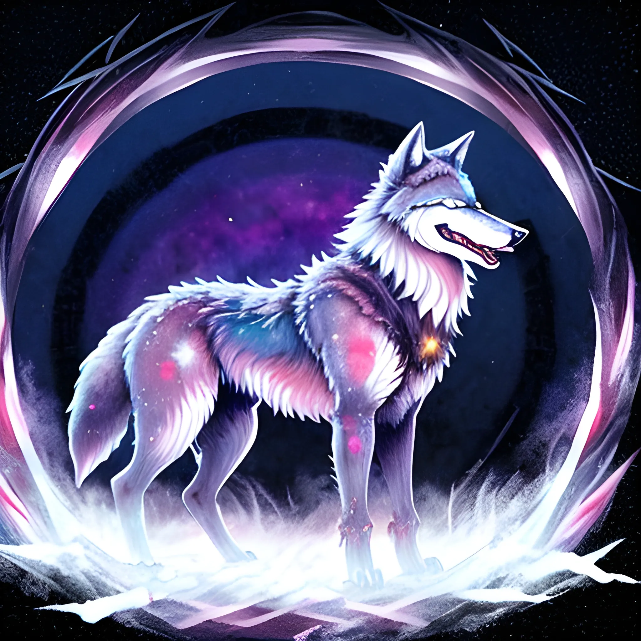 a Fenrir wolf which is composed of a star centered on his chest ...
