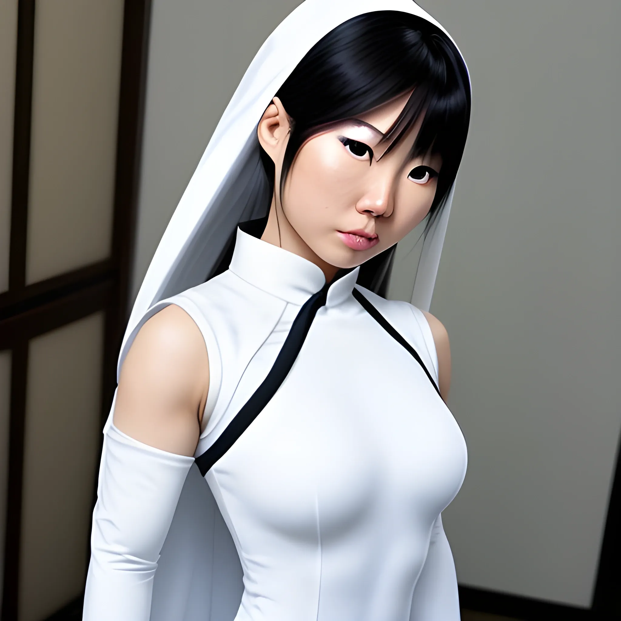 real life asian female superhero in white