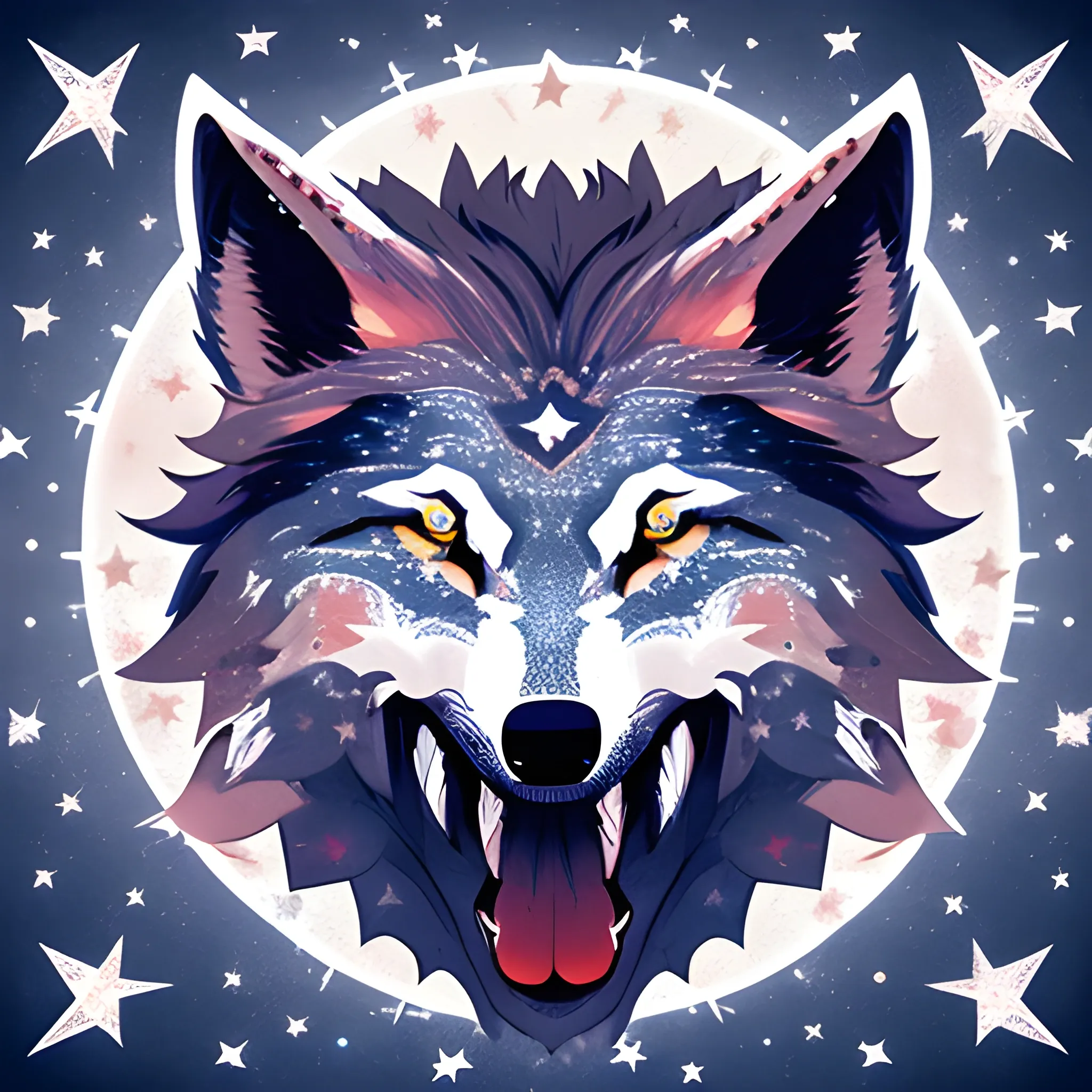 a Fenrir wolf which is composed of a star centered on his chest ...