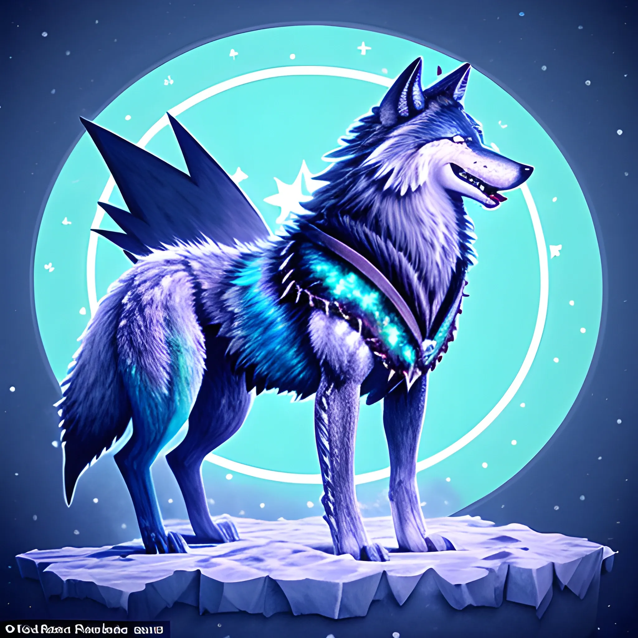 a Fenrir wolf which is composed of a star centered on his chest ...