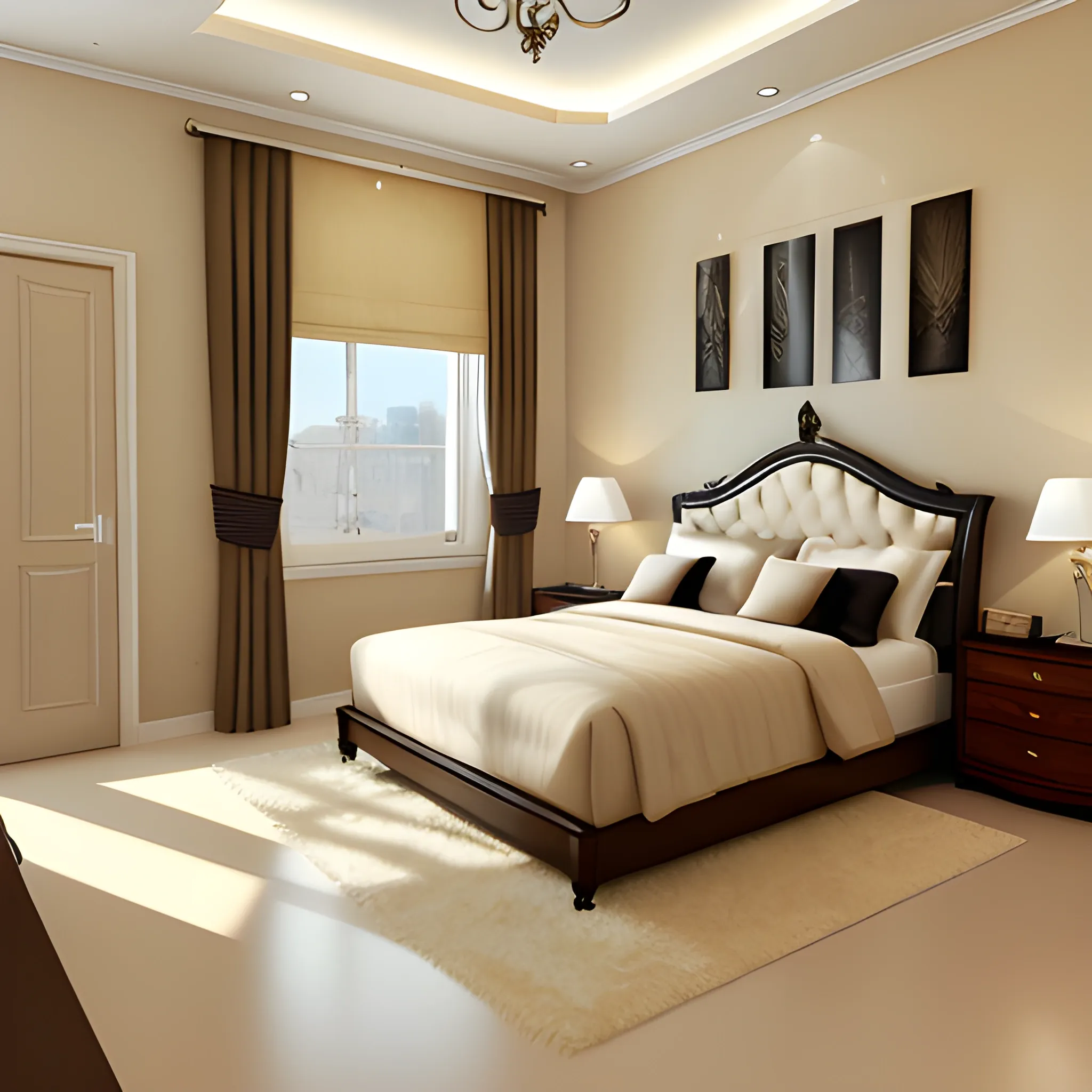 , 3D, bedroom, elegant, 