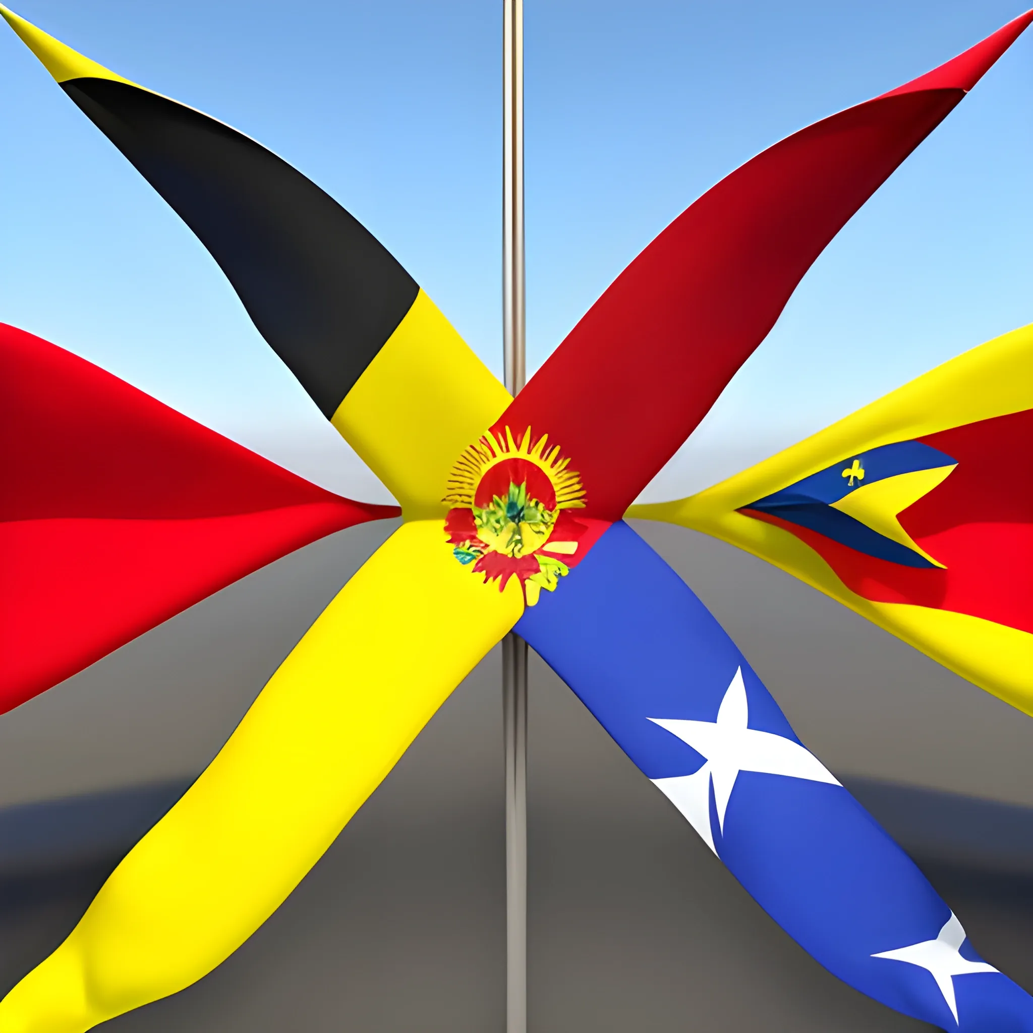 a flag that brings together the flags of Chile, Colombia, Venezuela, 3D