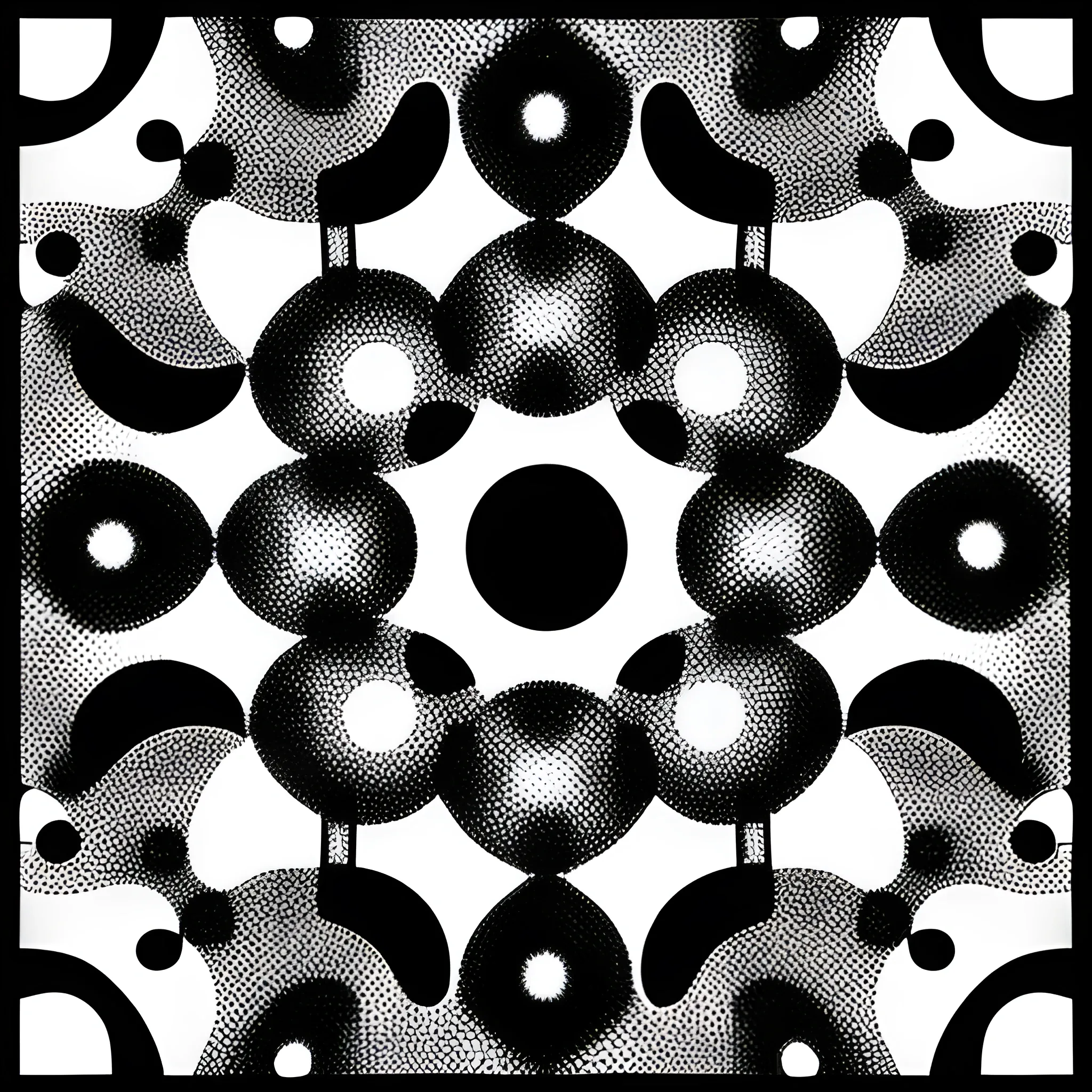 a gestalt image using black and white lines and dots