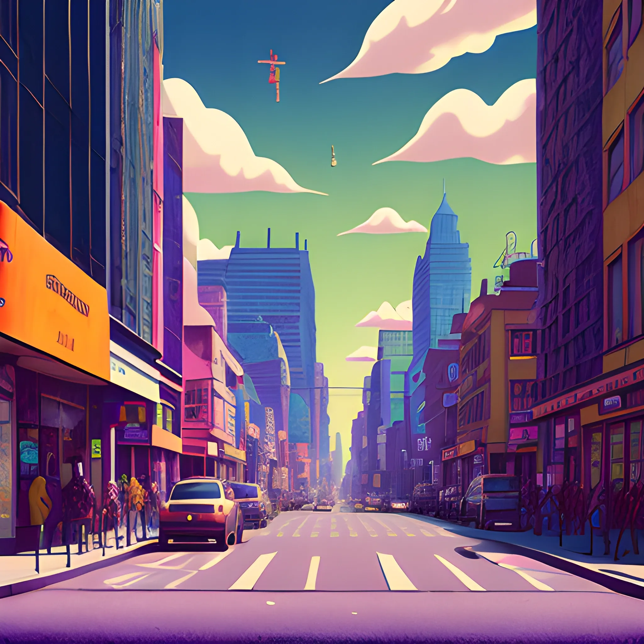 Trippy, 3D olpntng style of a wide urban street, people's heads sticking out of the asphalt intersected, surreal in the style of magritte, all in naturalistic apocalyptic environment, concept art, HDR effect, Nikon D850, highly detailed, photorealistic,beautiful, high detail, dynamic lighting, hyper-realistic, high definition, colorful, film post-processing