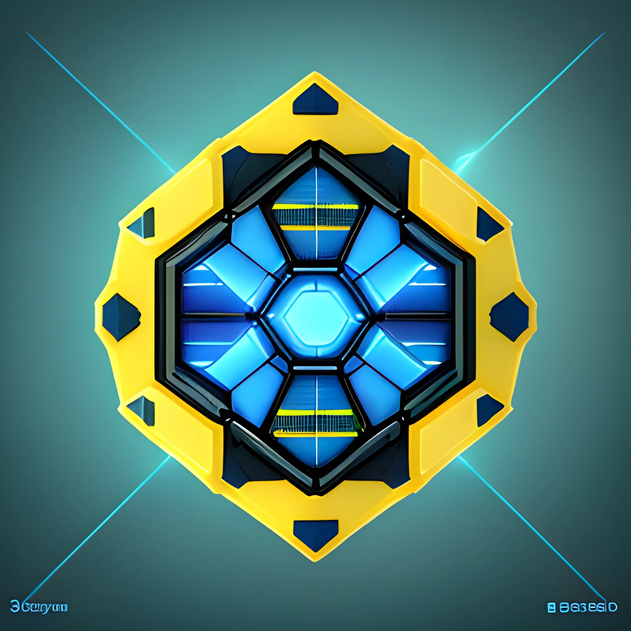 isometric futuristic hexagonal sci-fi space solar power panel array, cartoon style, 3d icon clay render, octane render, soft smooth lighting, soft dominant yellow and blue metallic color palette, transparent plain white background with no shadows, 3d icon, video game asset, 20mm lens, 4k UHD, tilt – shift