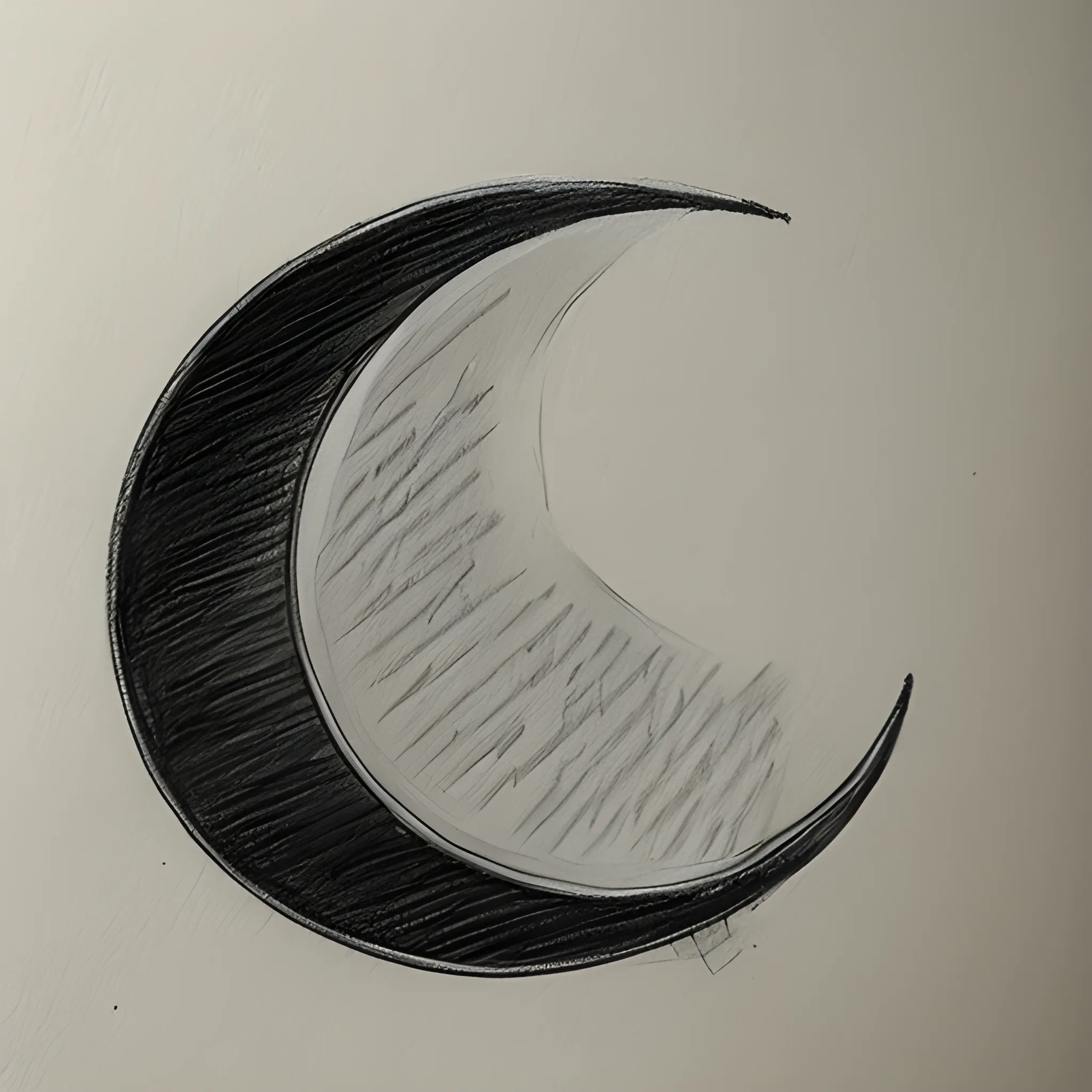 pencil sketch of a book with a crescent moon