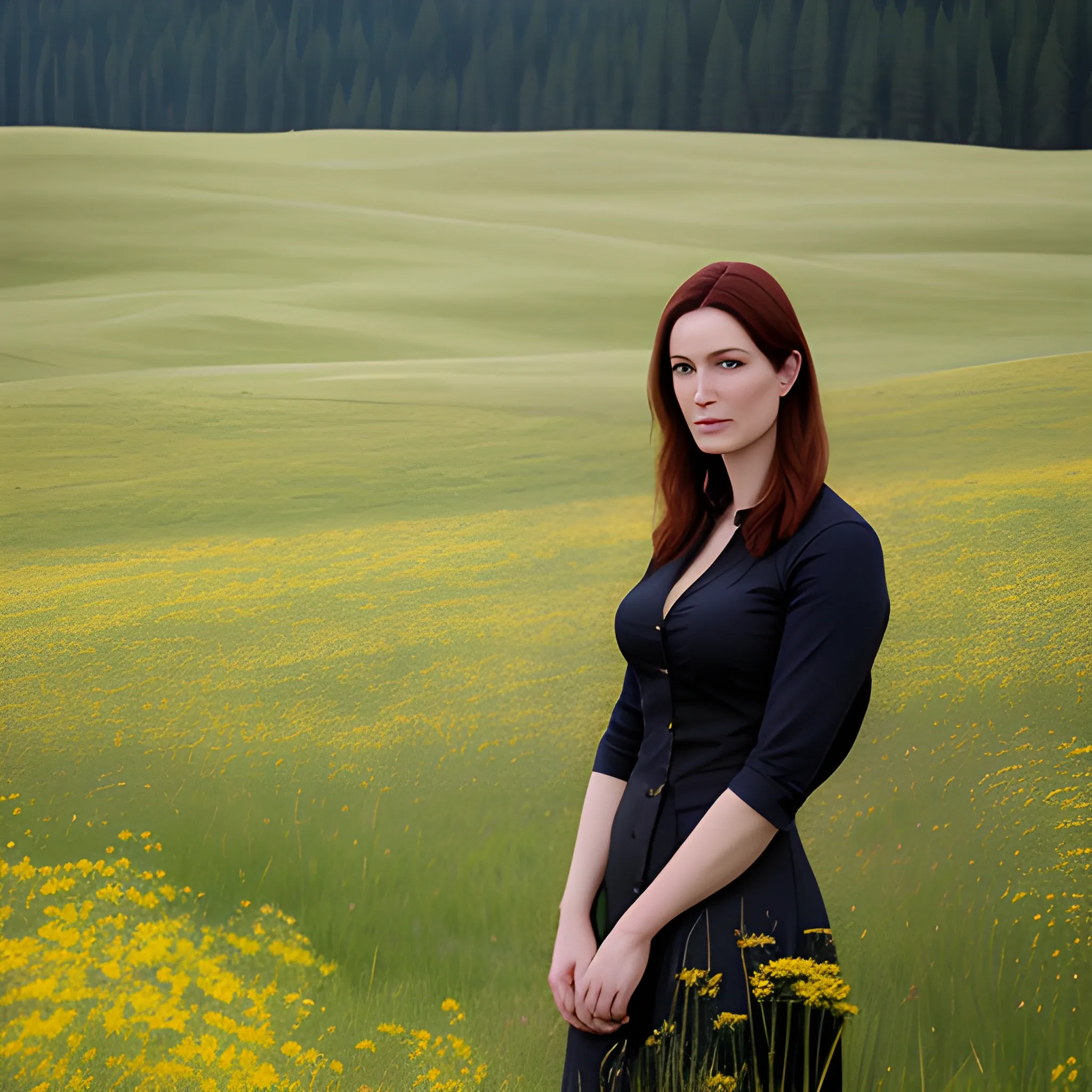 a photo of a girl  in a meadow