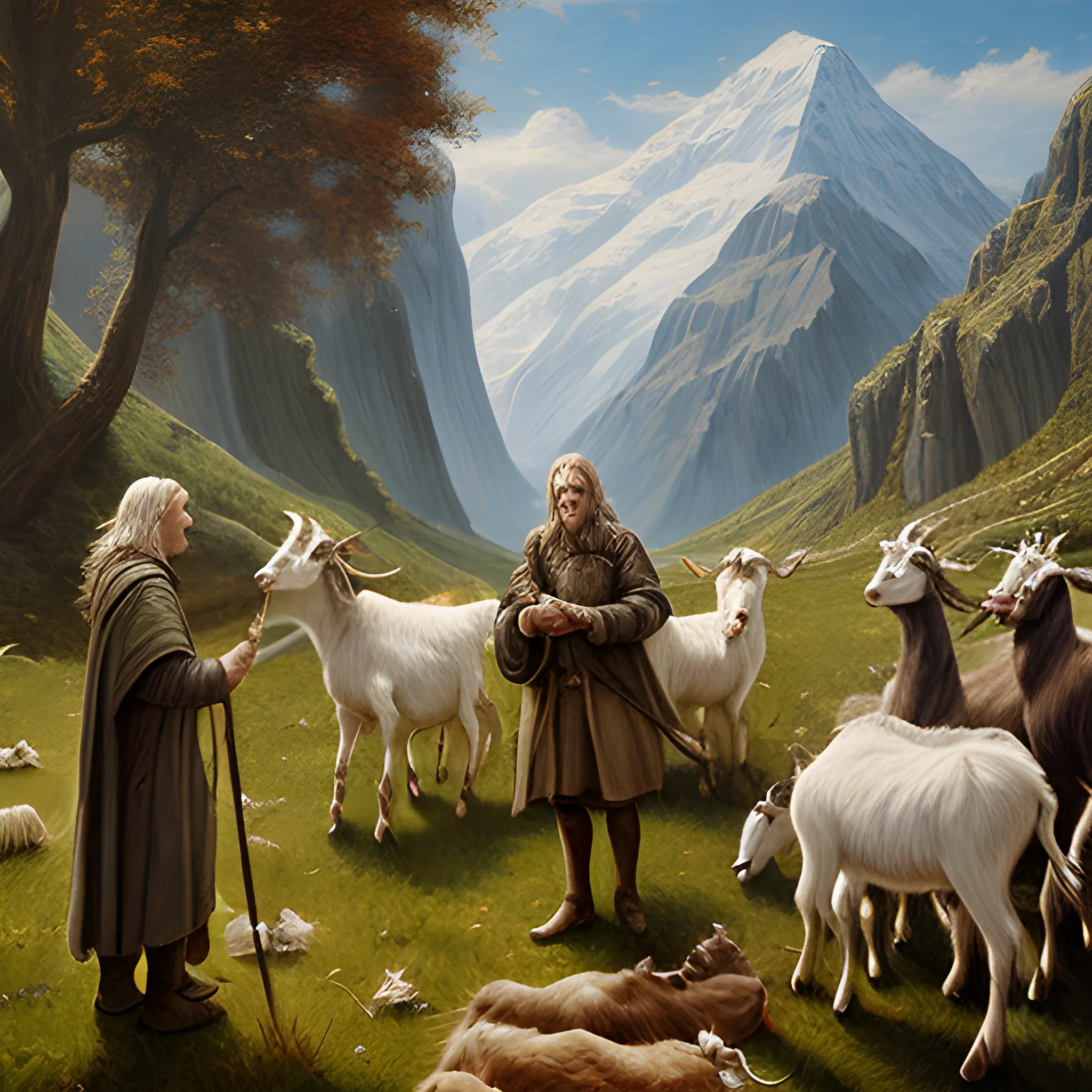 Fellowship of the Rings, Goats, Oil Painting