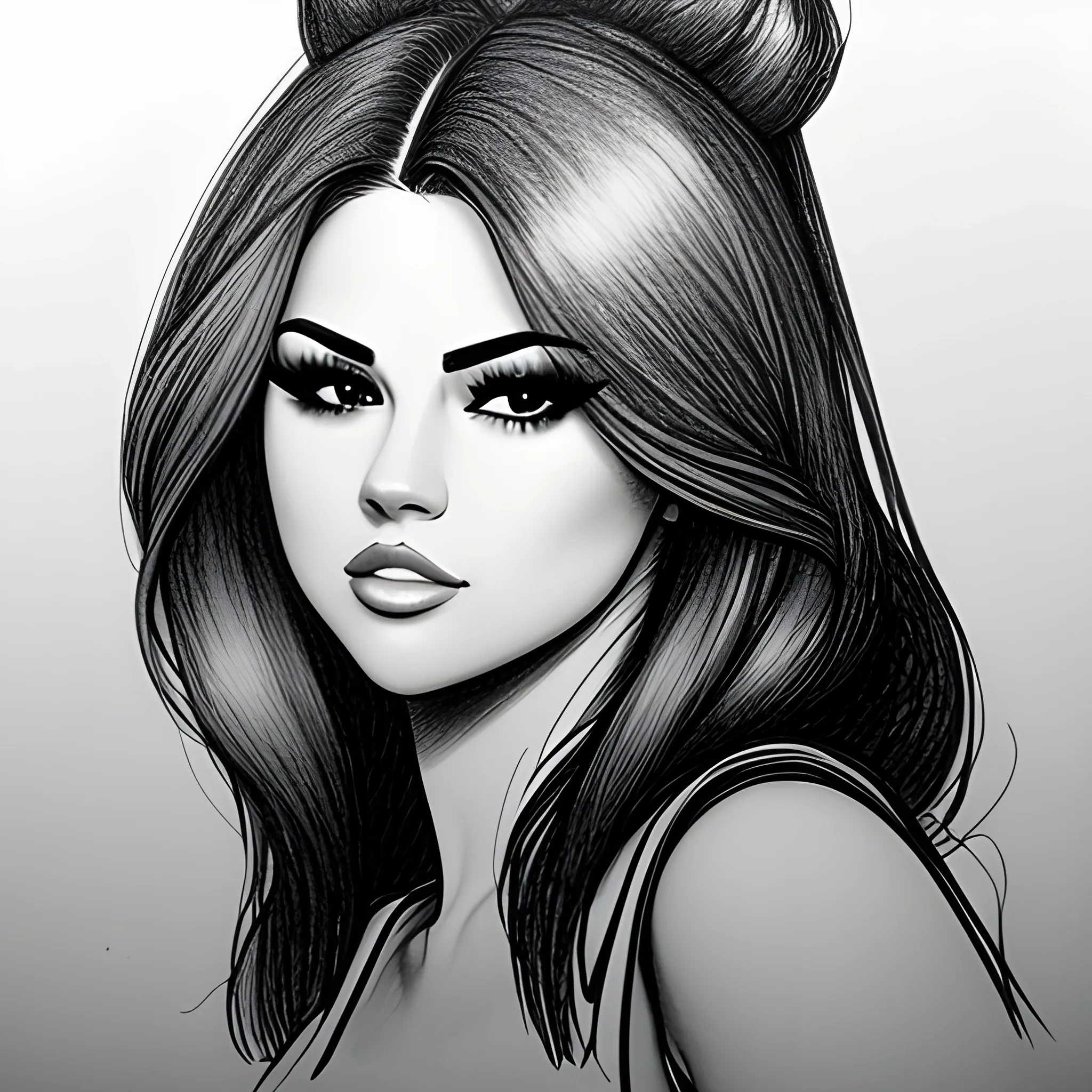 Selena Gomez Drawing Fan art Sketch, selena gomez, pencil, black Hair png |  PNGEgg