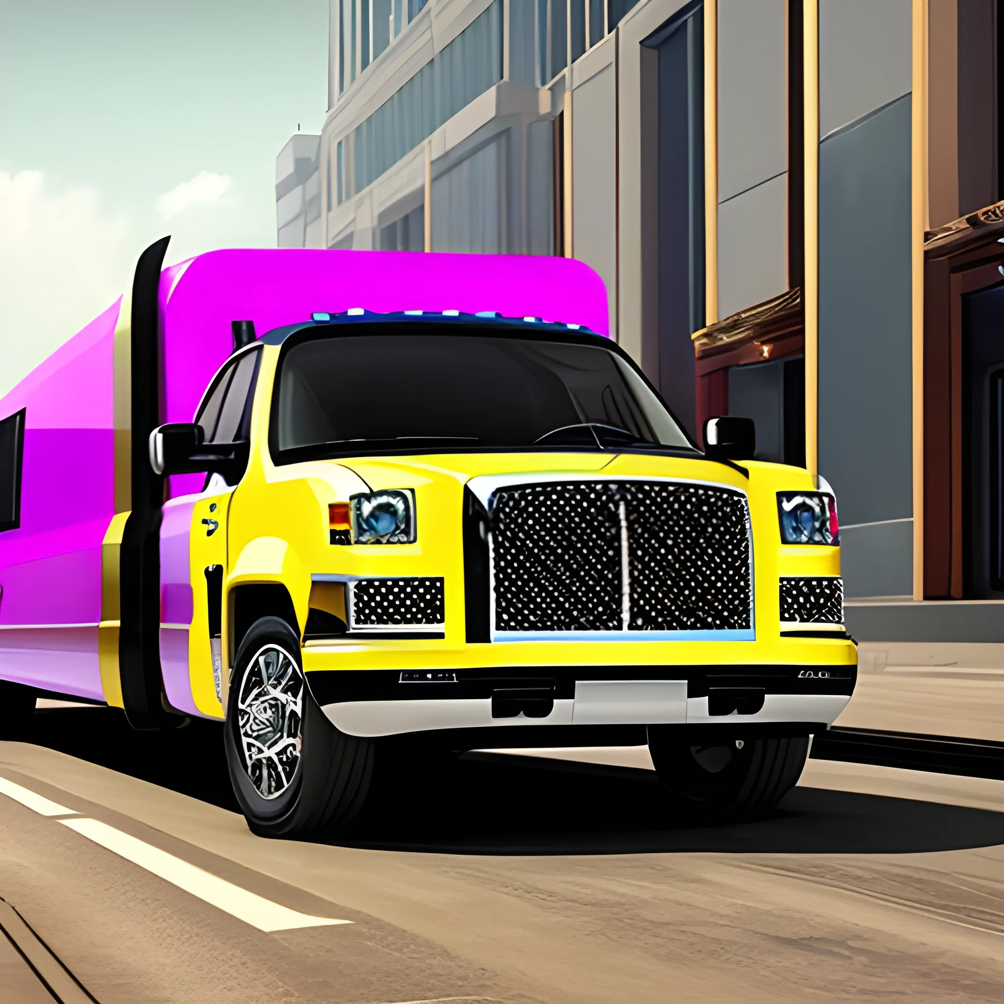 create a fancy, colorful and luxurious limousine truck