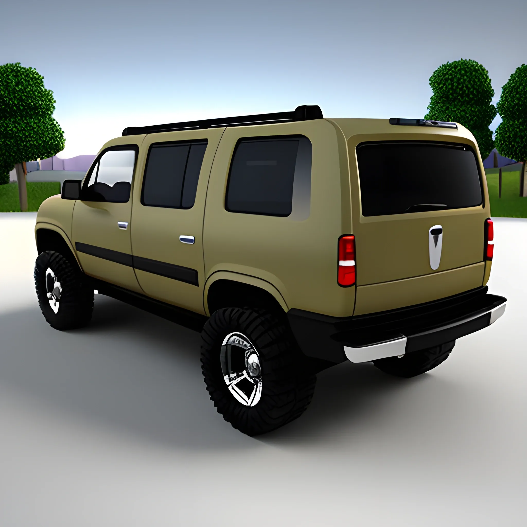 create a luxurious suburban utility vehicle, 3D, Cartoon