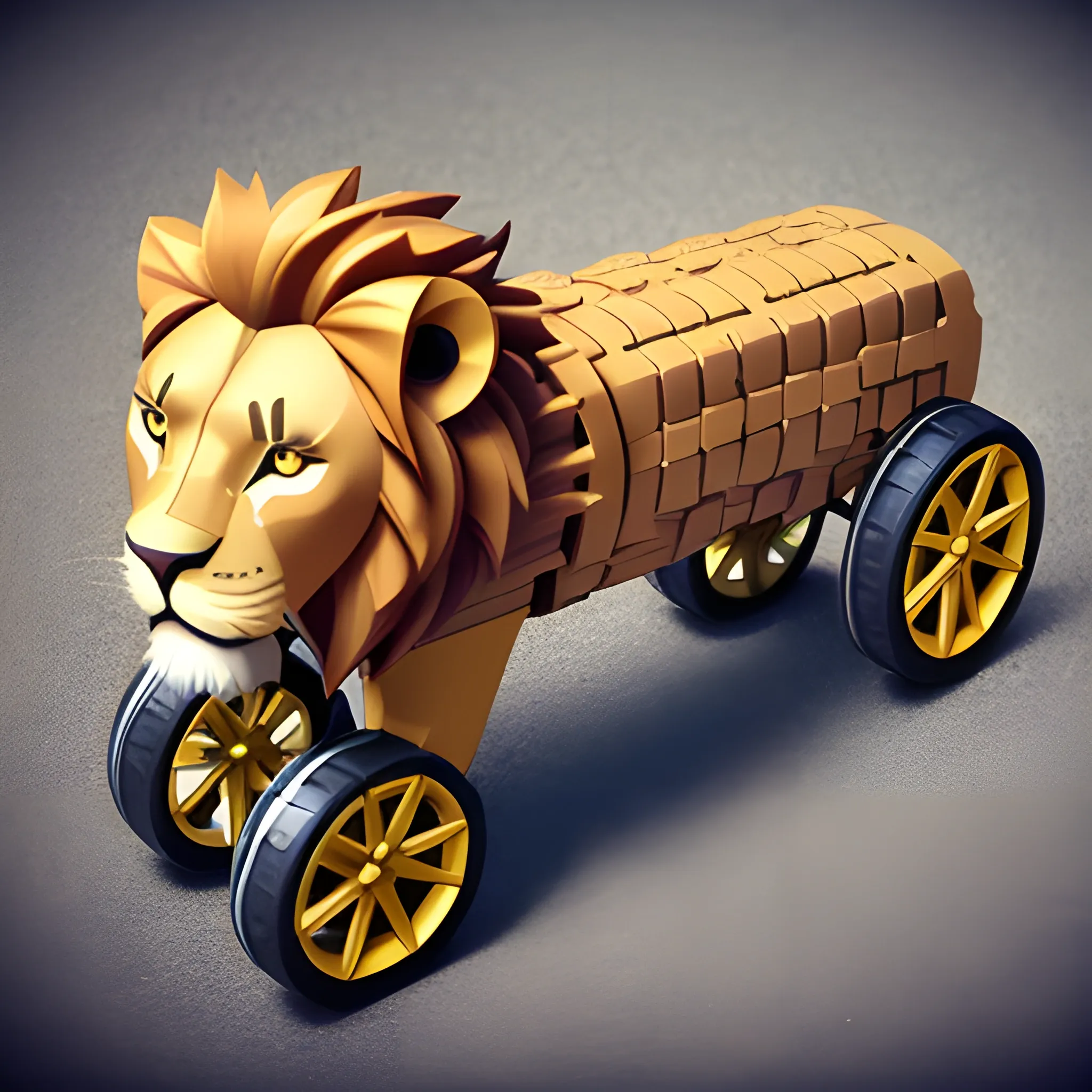 create a lion with wheels
