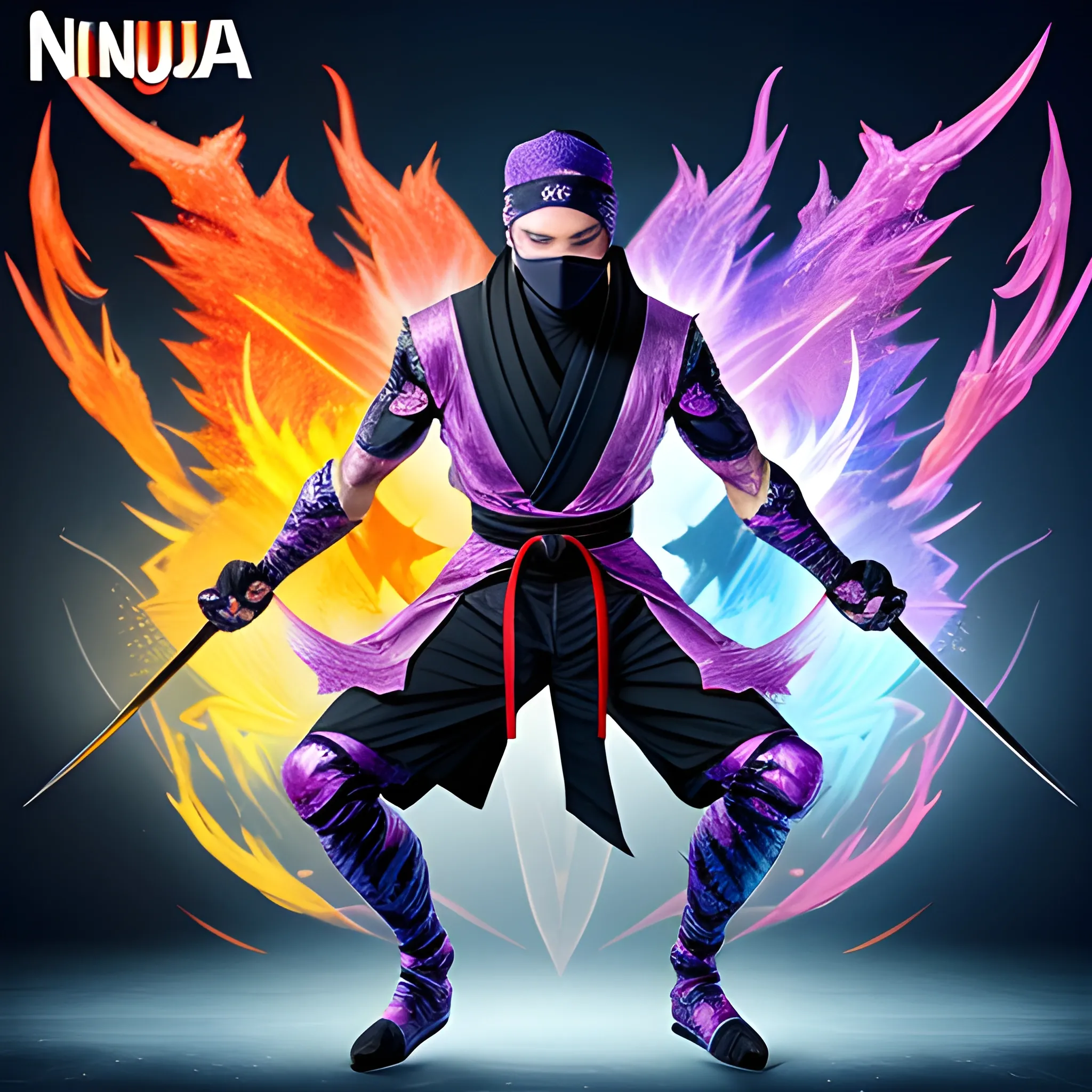 Ninja reborn from the ashes, dynamic magic performance, mythical color, strong character expression, ultra-high definition
