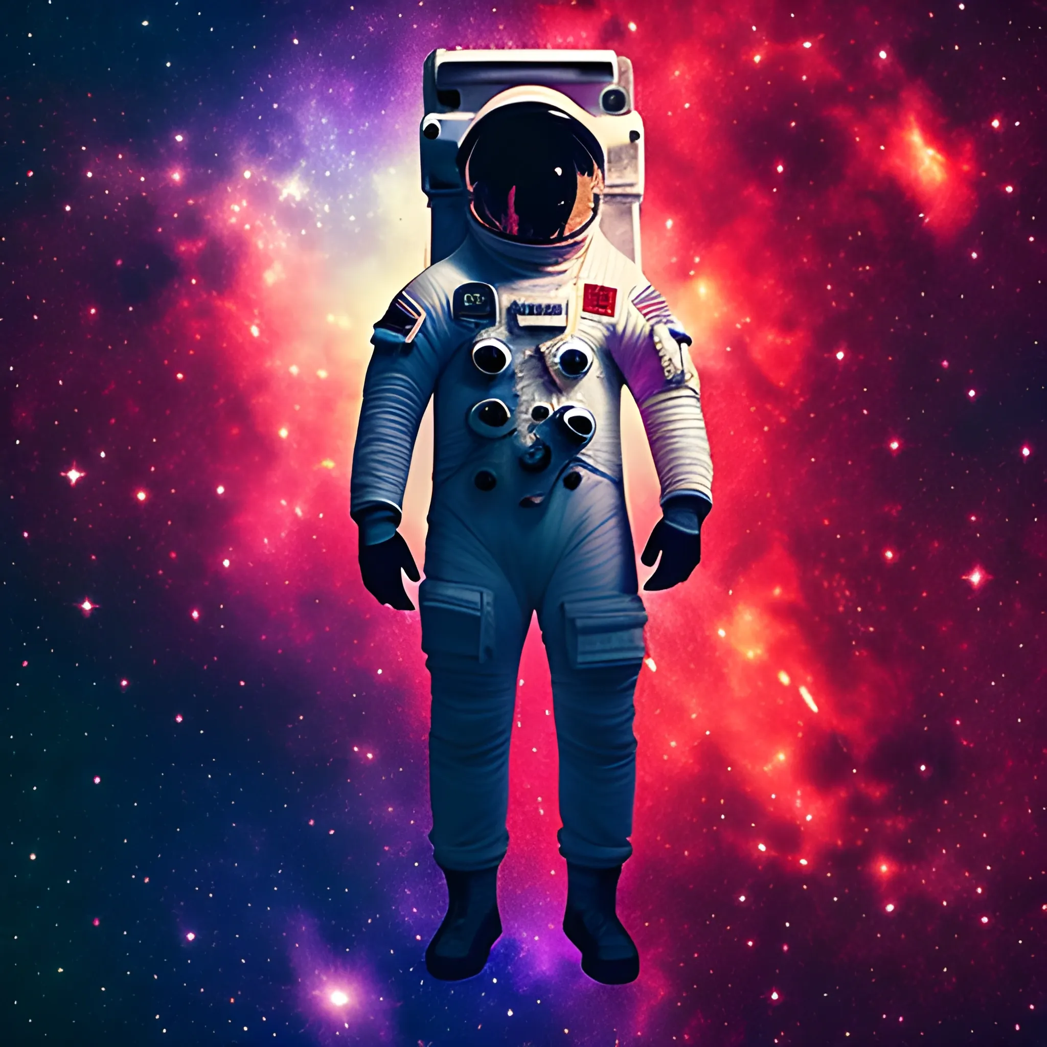 astronaut, red, galaxy background , Trippy