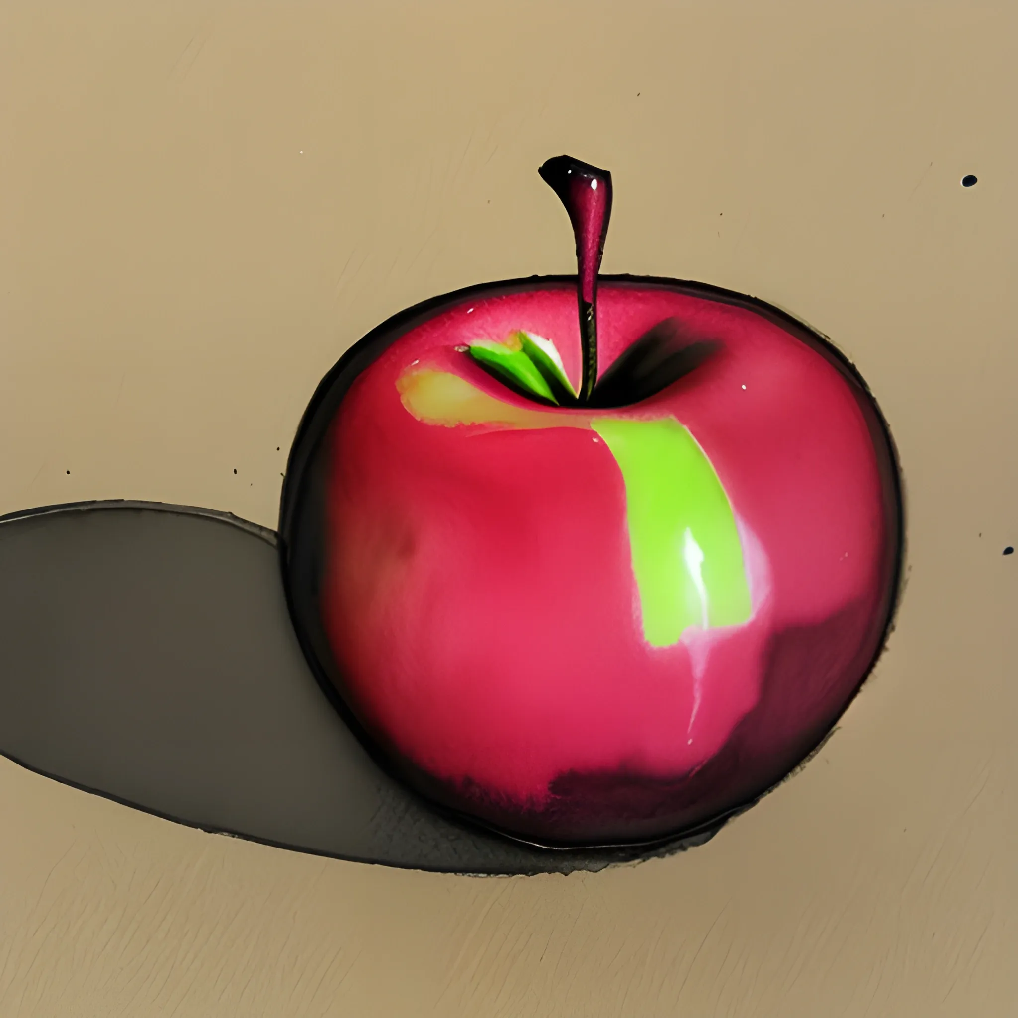 Black Apple , 3D, Water Color