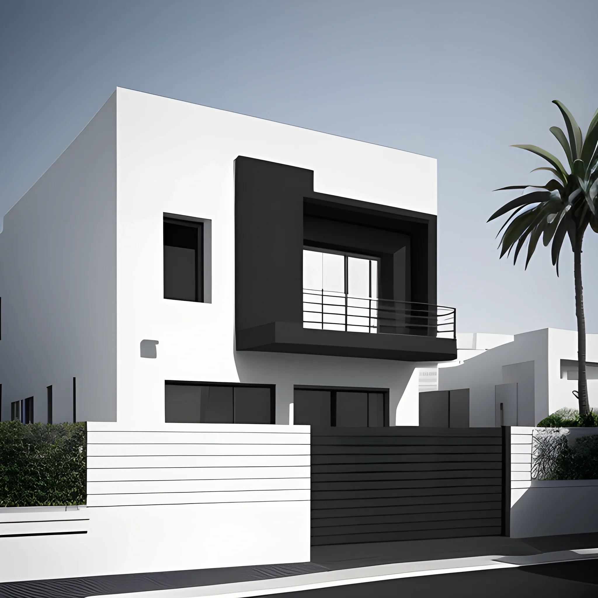 minimal villa facade black
