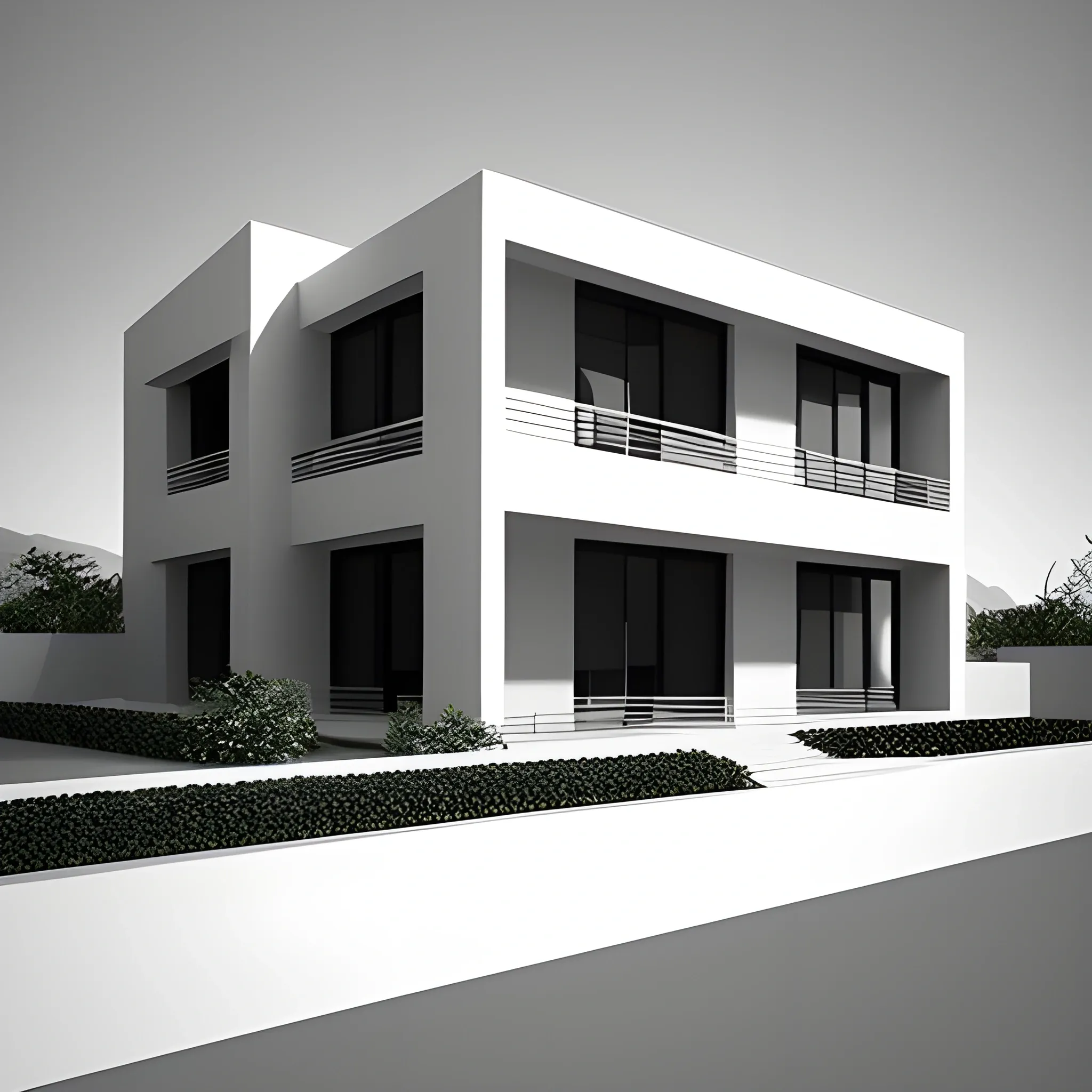 minimal villa facade black
, Pencil Sketch, 3D