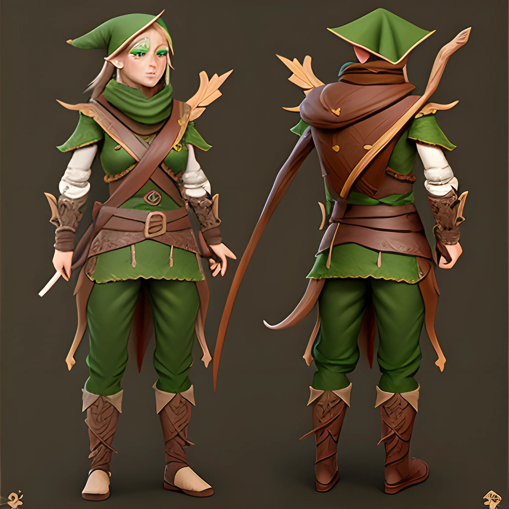 3D, Wooden Elf ranger, Fantasy, Concept Art