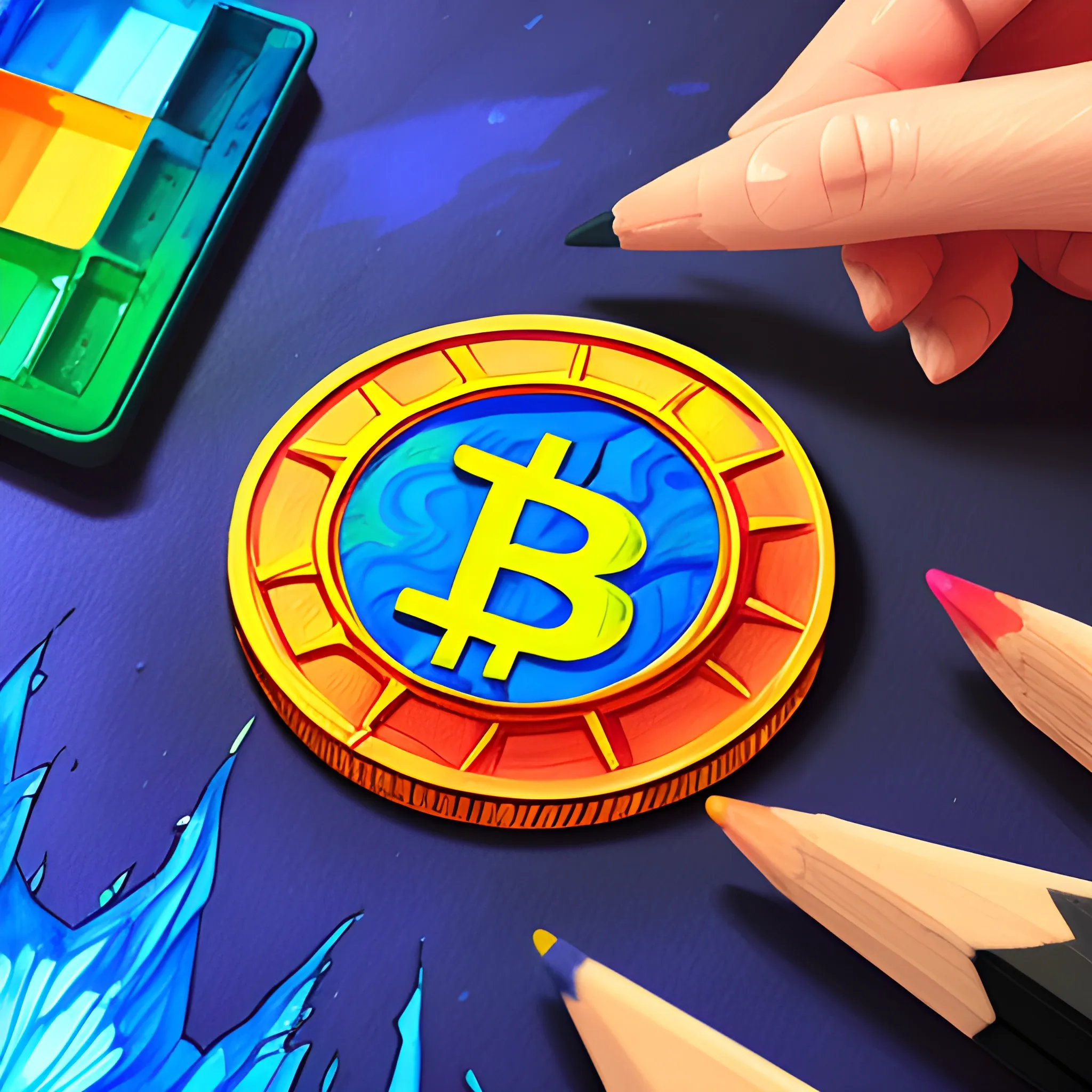 grimase crypto coin , Cartoon, Trippy, Water Color, Oil Painting, 3D, Pencil Sketch