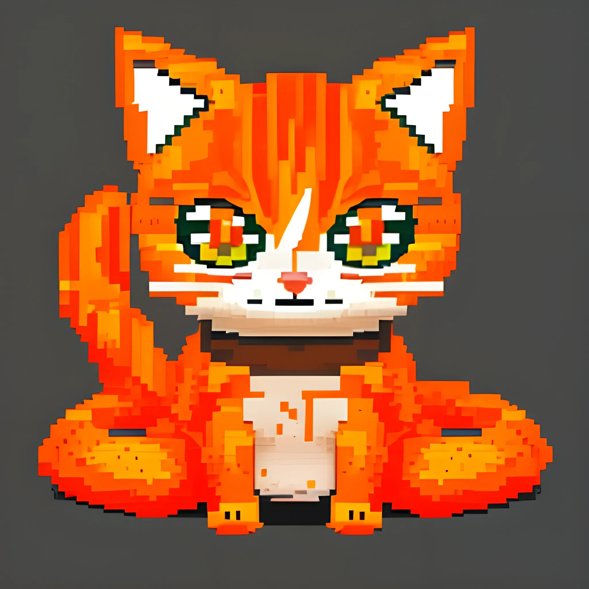 orange cat, cutegore, pixel
