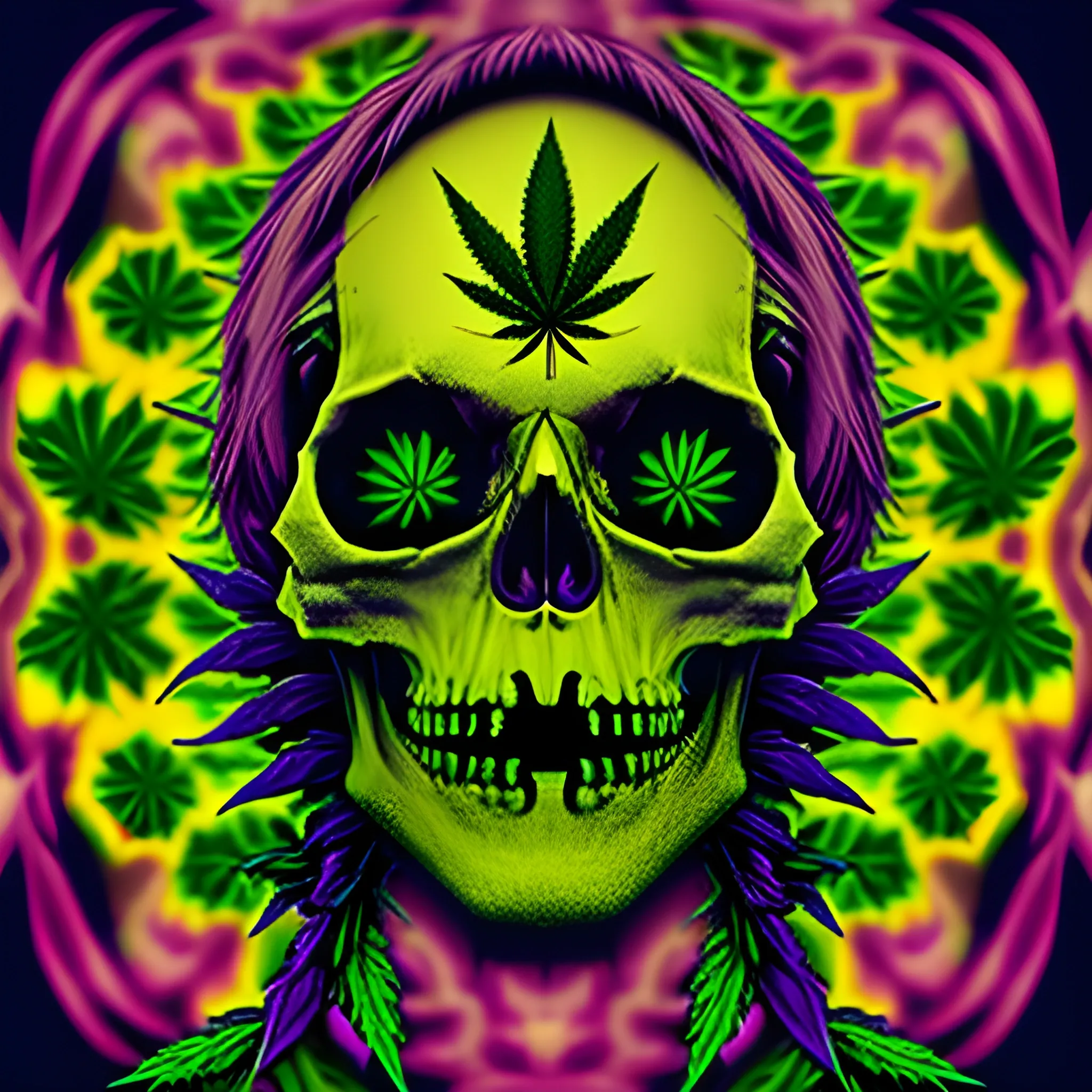 marijuana skulls perfect portrait , Trippy