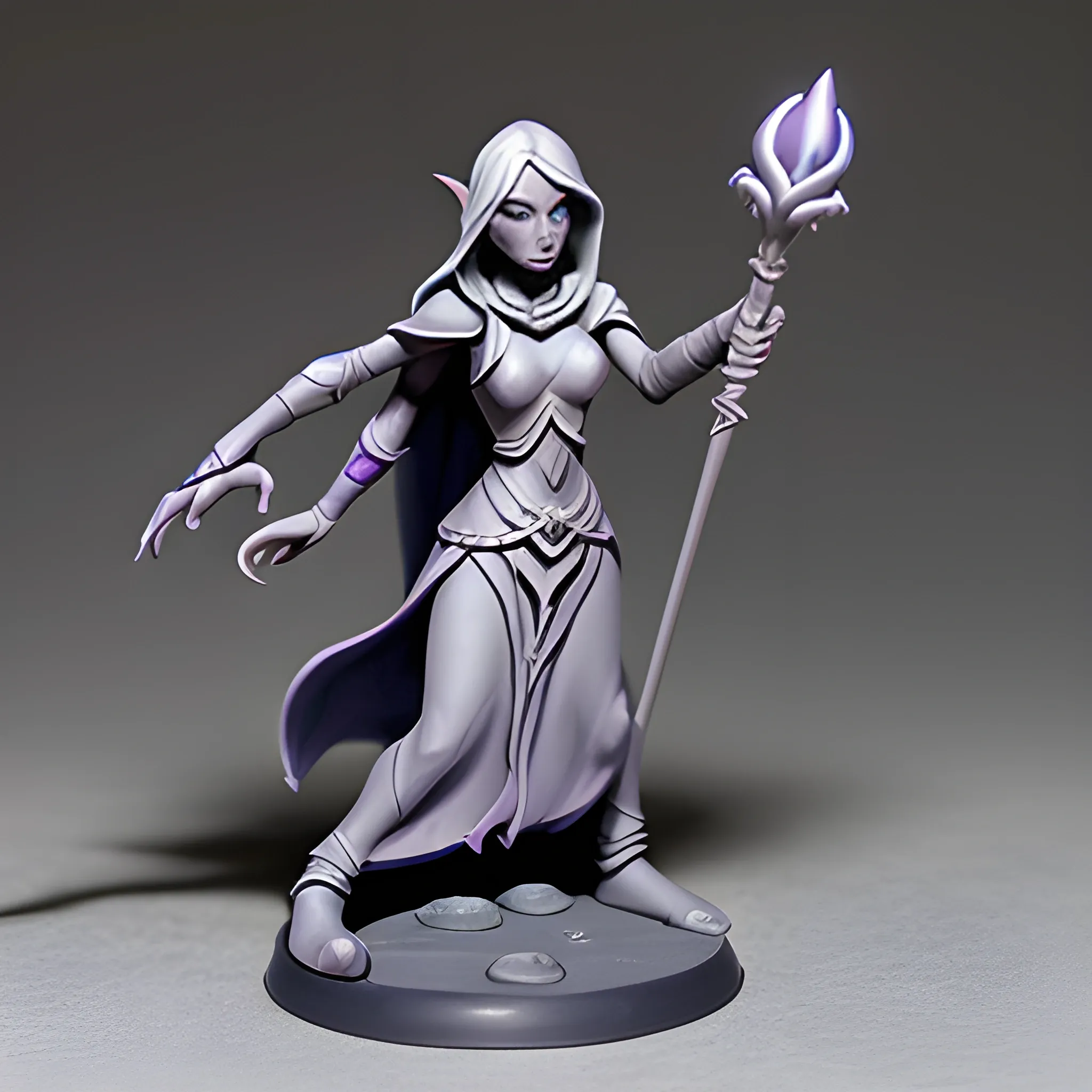 drow, grey elf, female, monk, quarter staff, dusk elf, graceful