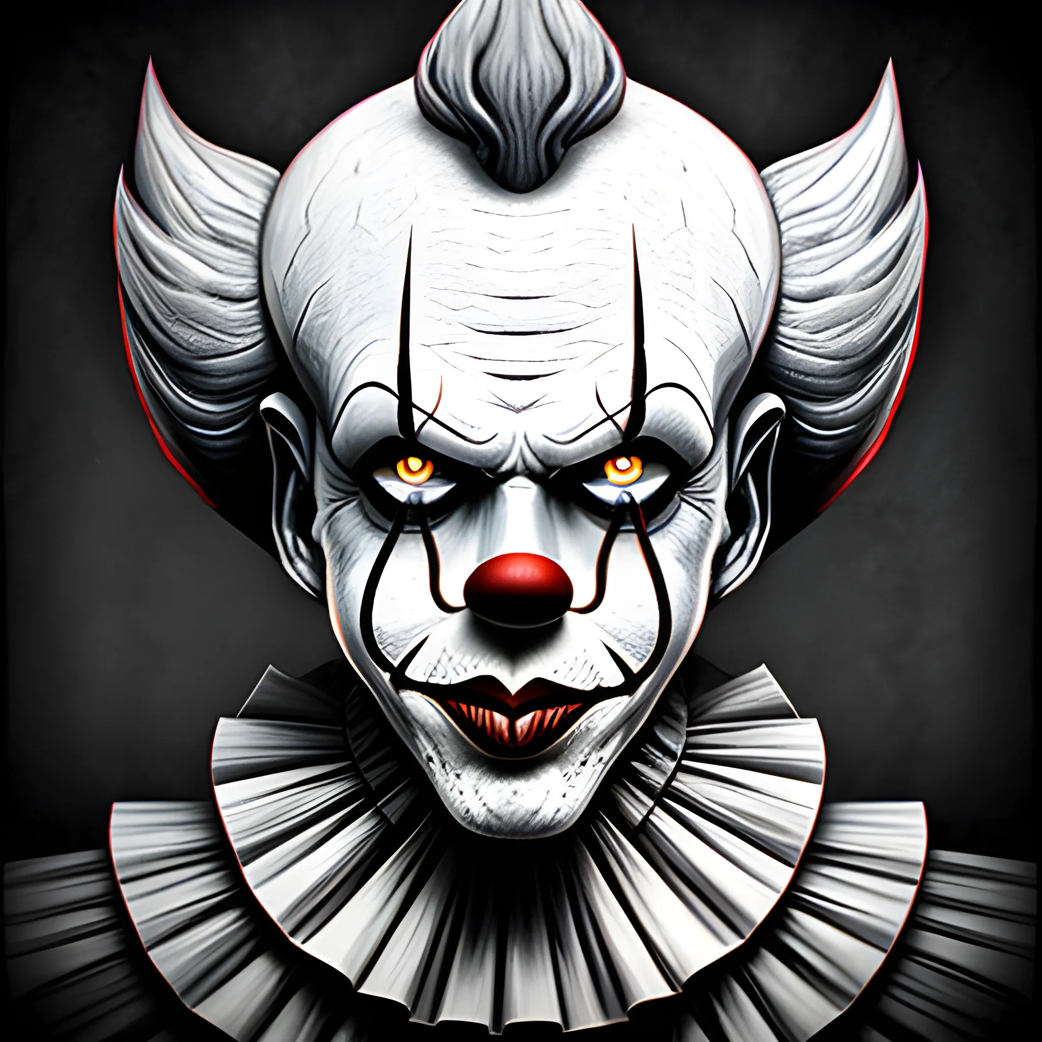baby pennywise the clown perfect portrait , Trippy, 3D, Pencil Sketch