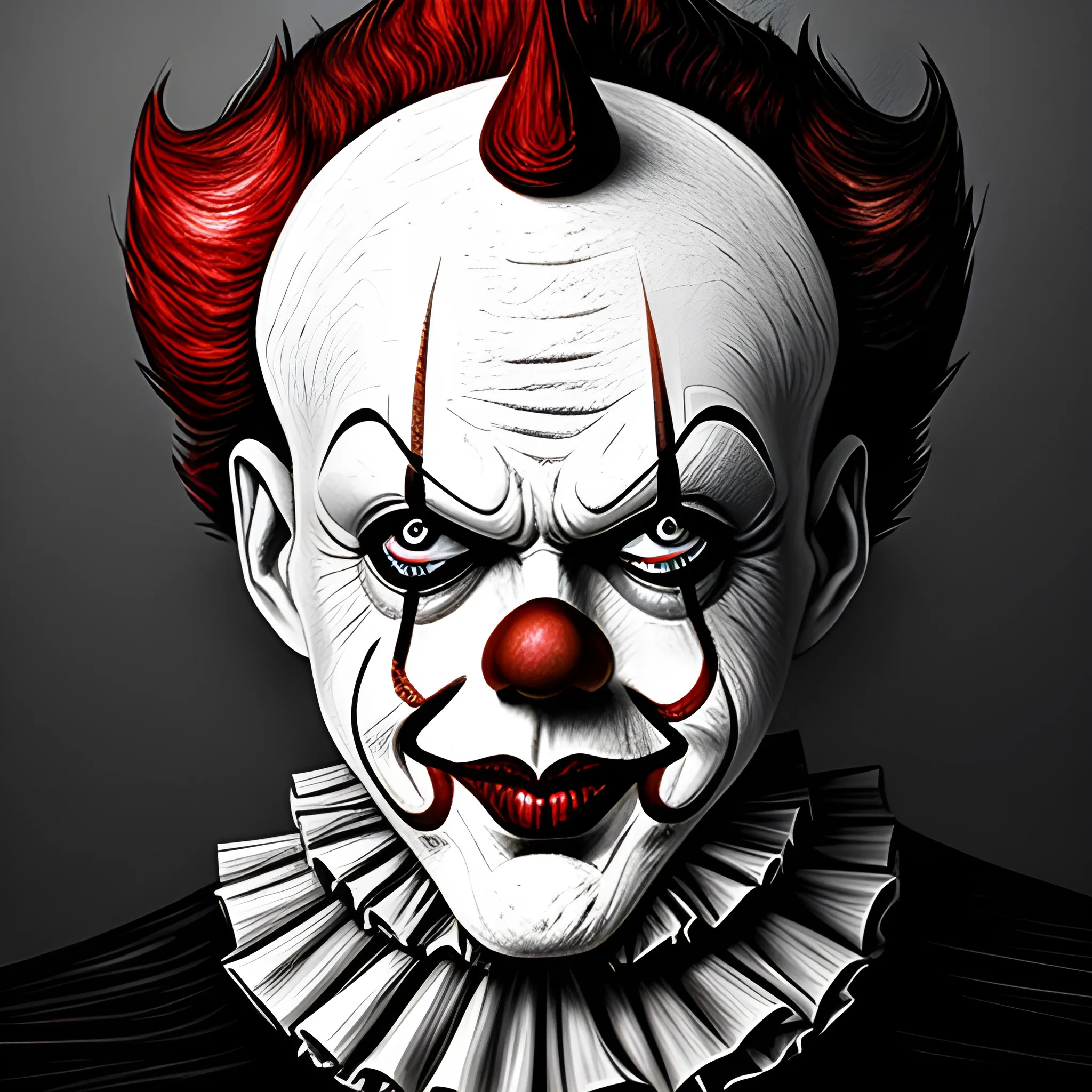 baby pennywise the clown perfect portrait , Trippy, 3D, Pencil Sketch