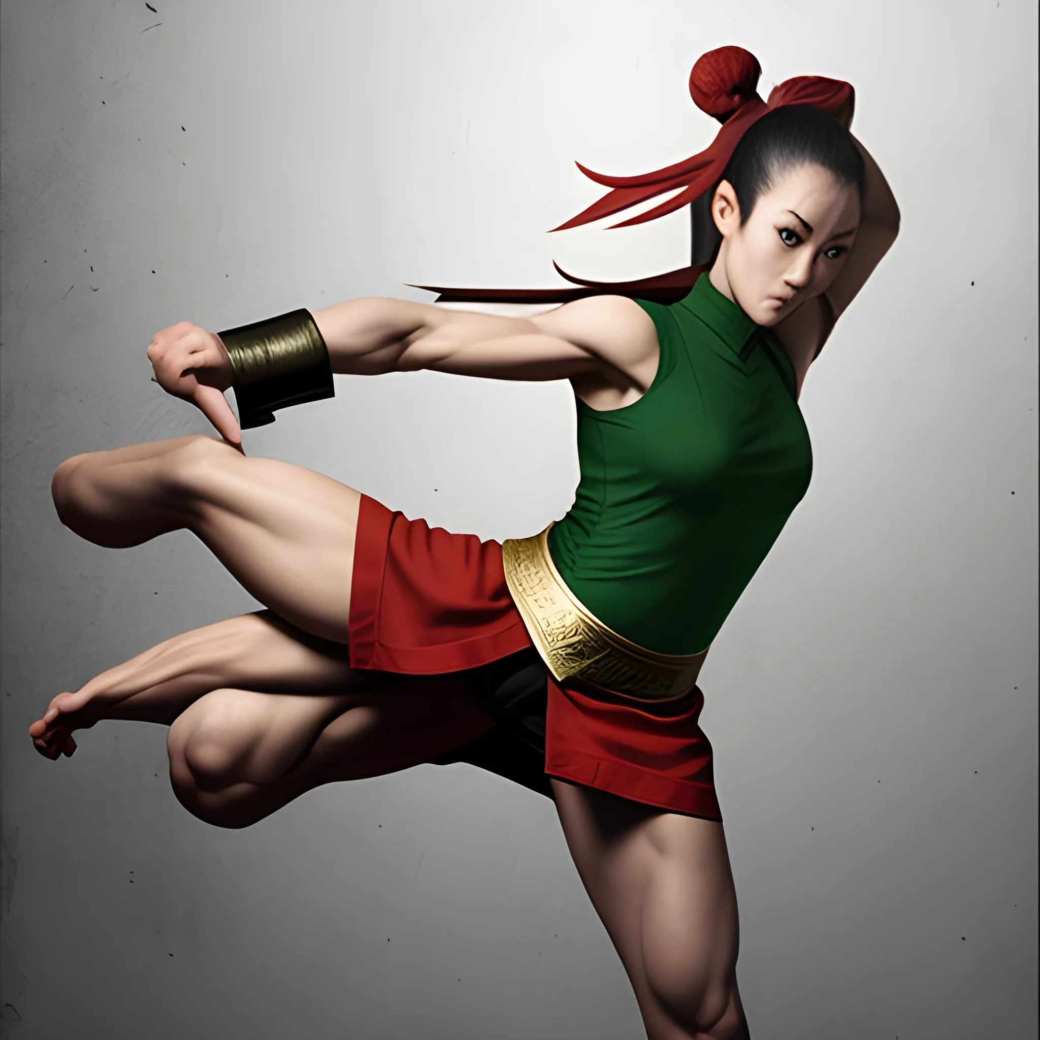 monk, martial artist, elf, female, fighting, kick, split, flexible