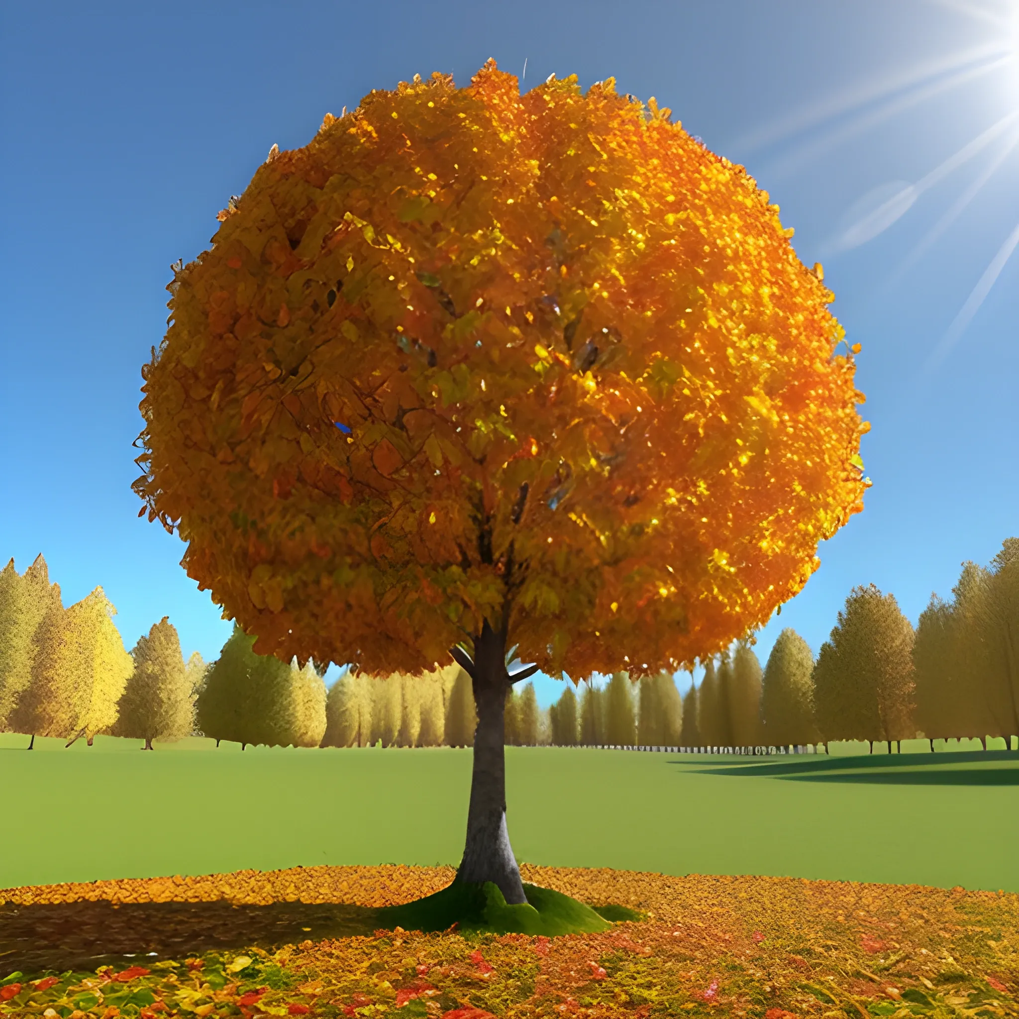 arbol en otoño, 3D