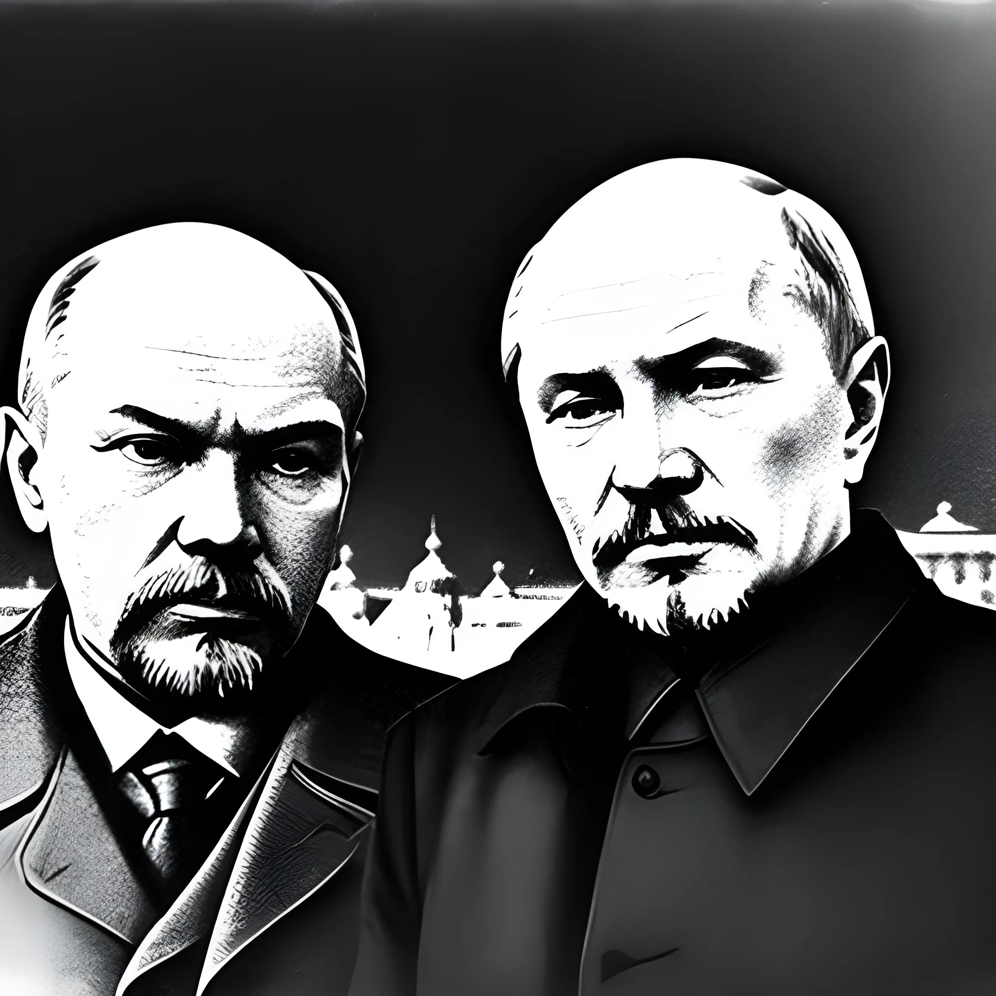 Lenin and Putin in Soviet Red Square