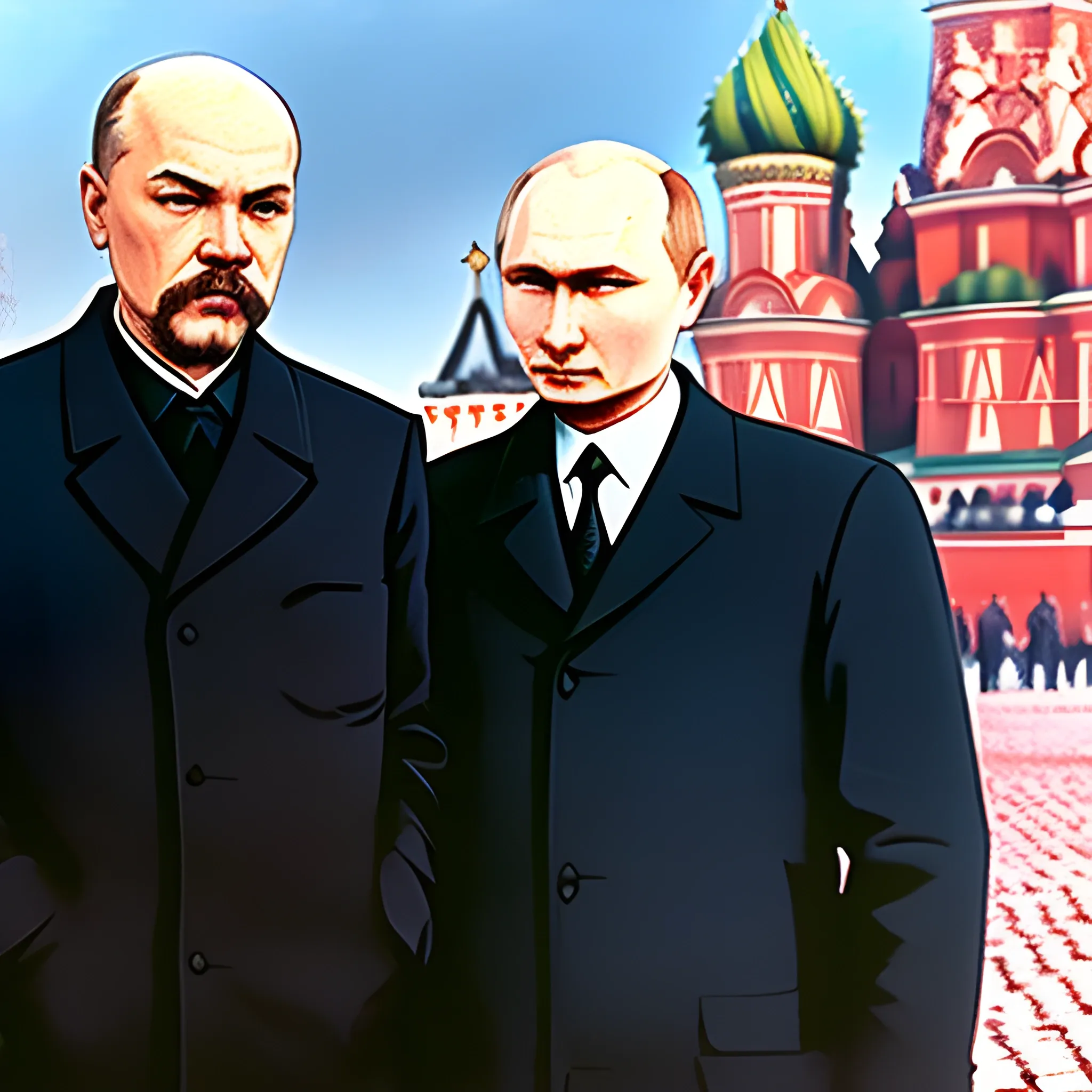 Lenin and Putin in Soviet Red Square